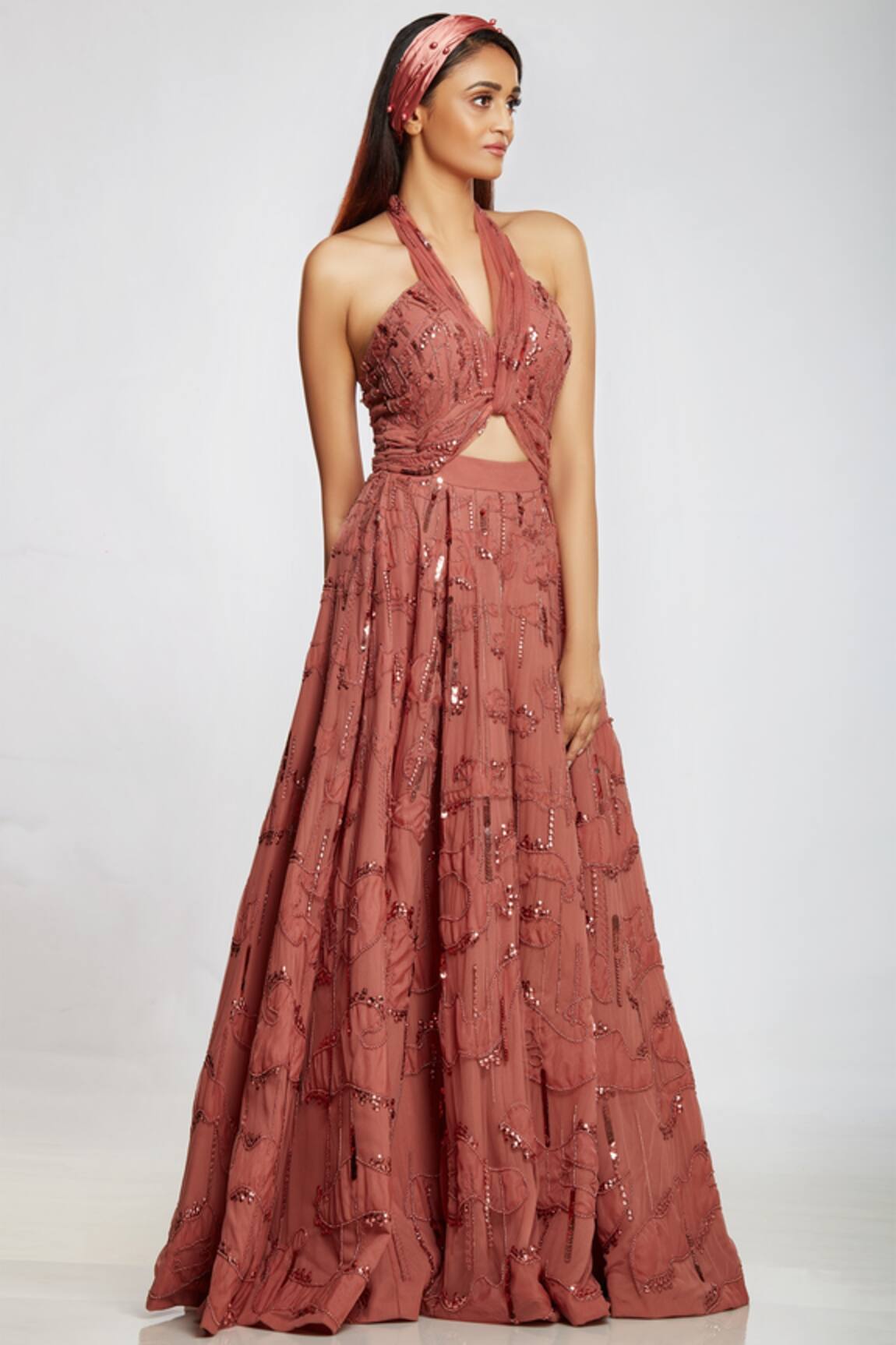 Ohaila Khan Halter Flared Gown