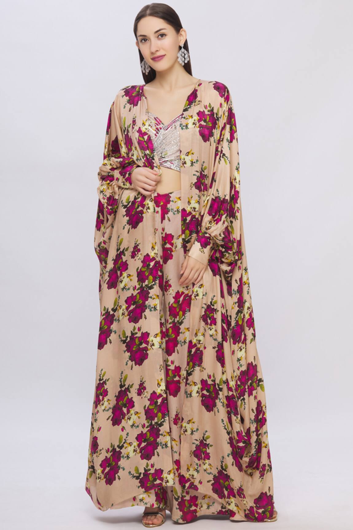 Shehlaa Khan Printed Cape Jacket
