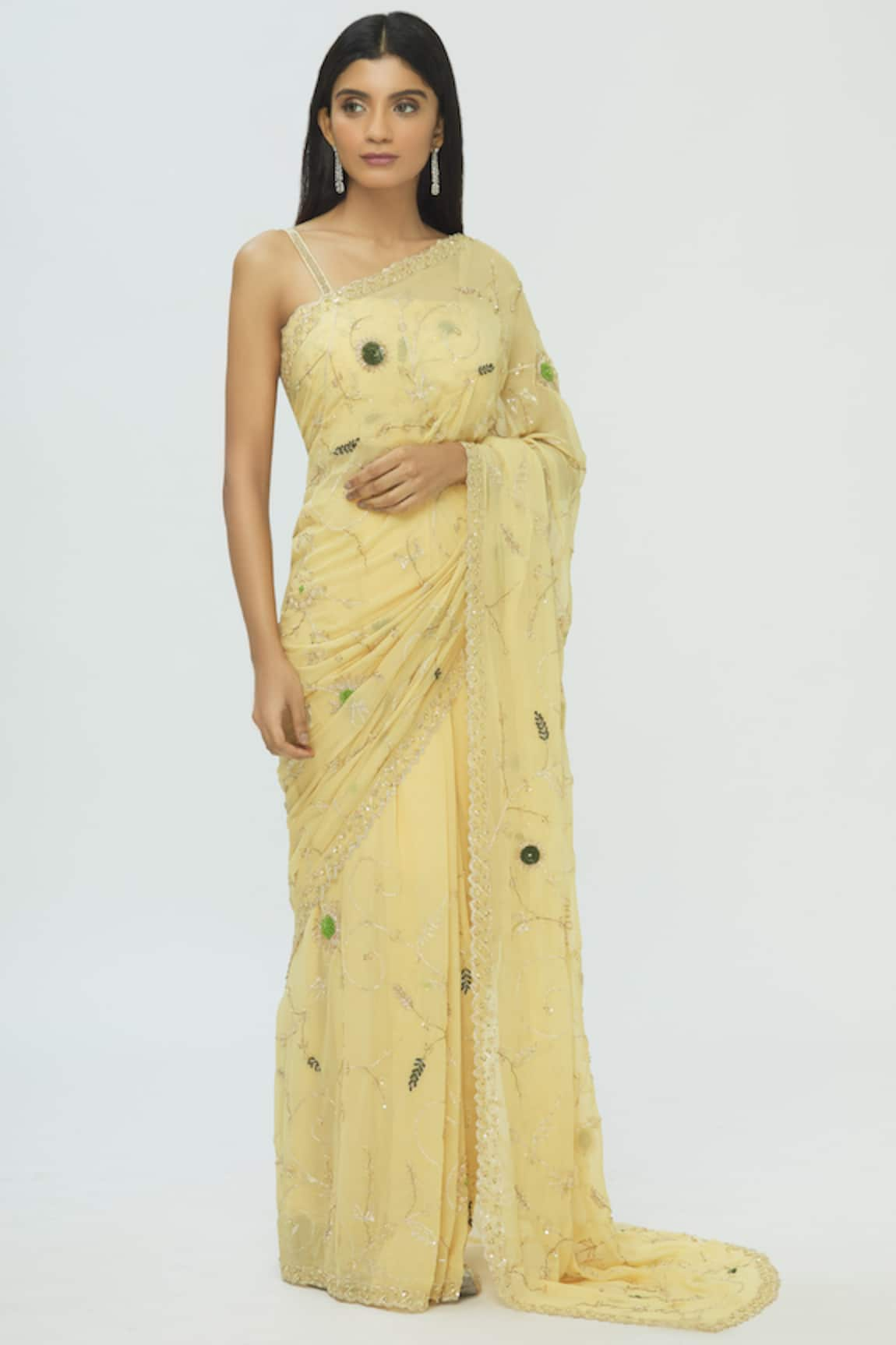 Pleats by Kaksha and Dimple Embroidered Saree with Blouse