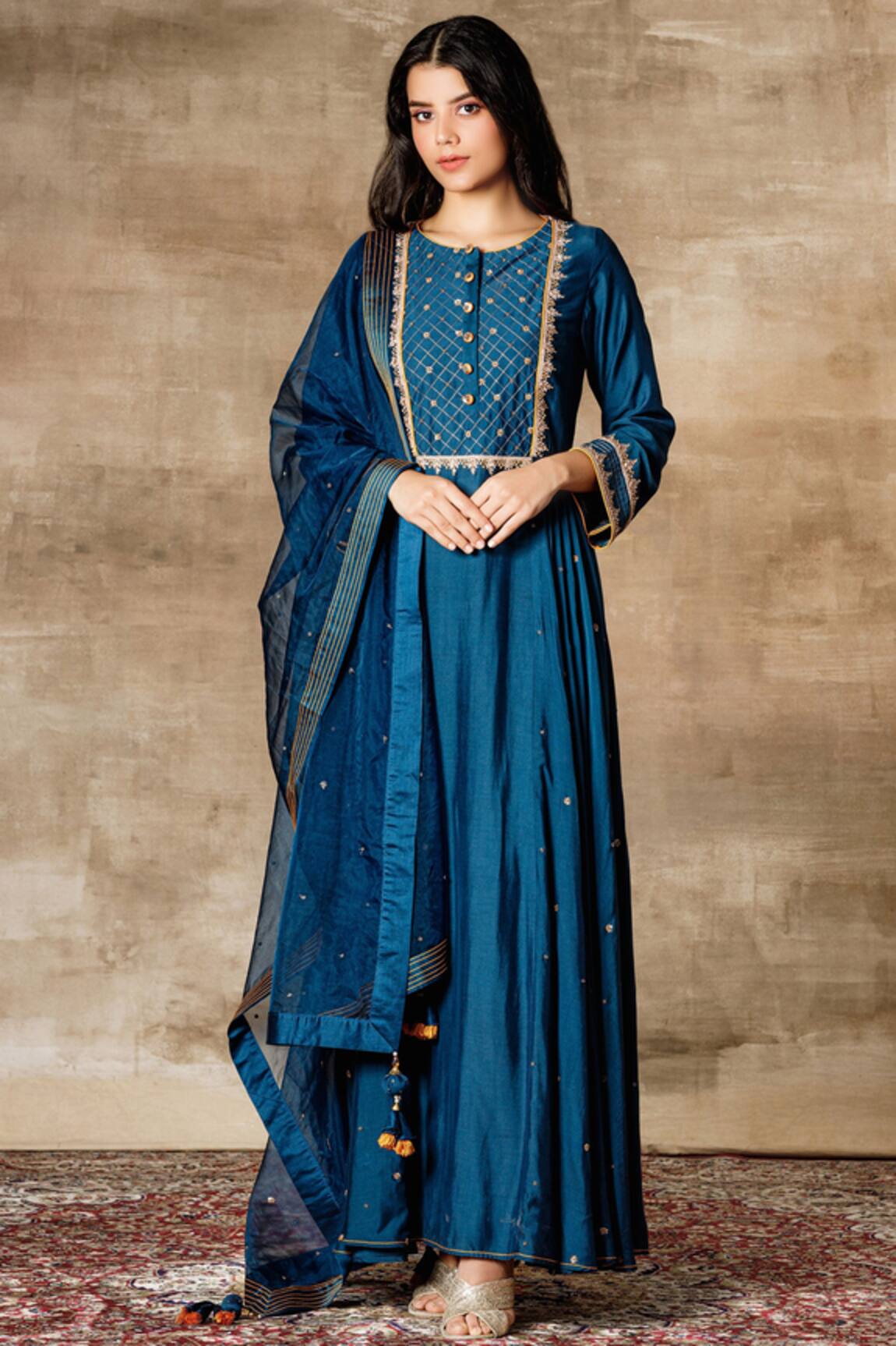 Ajiesh Oberoi Cotton Silk Anarkali Set