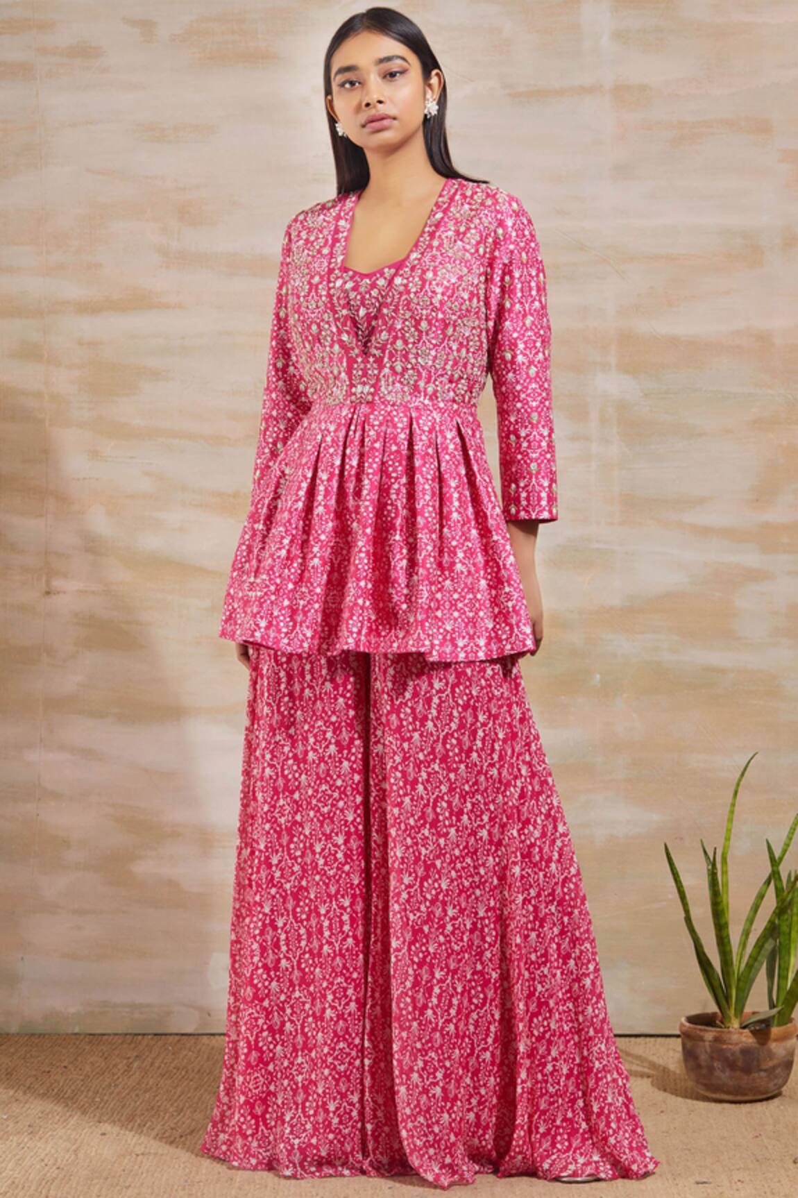 Sana Barreja Chanderi Printed Pant Set