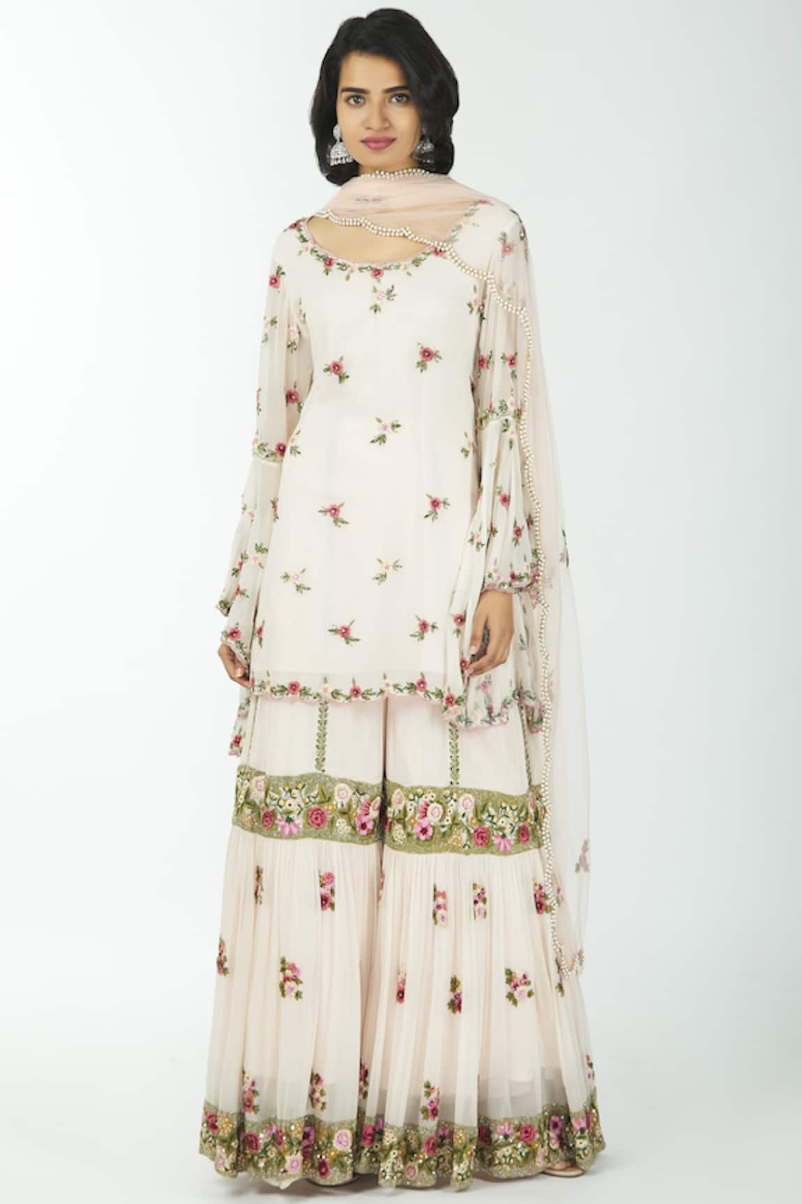 Neha Mehta Couture Embroidered Kurta Sharara Set