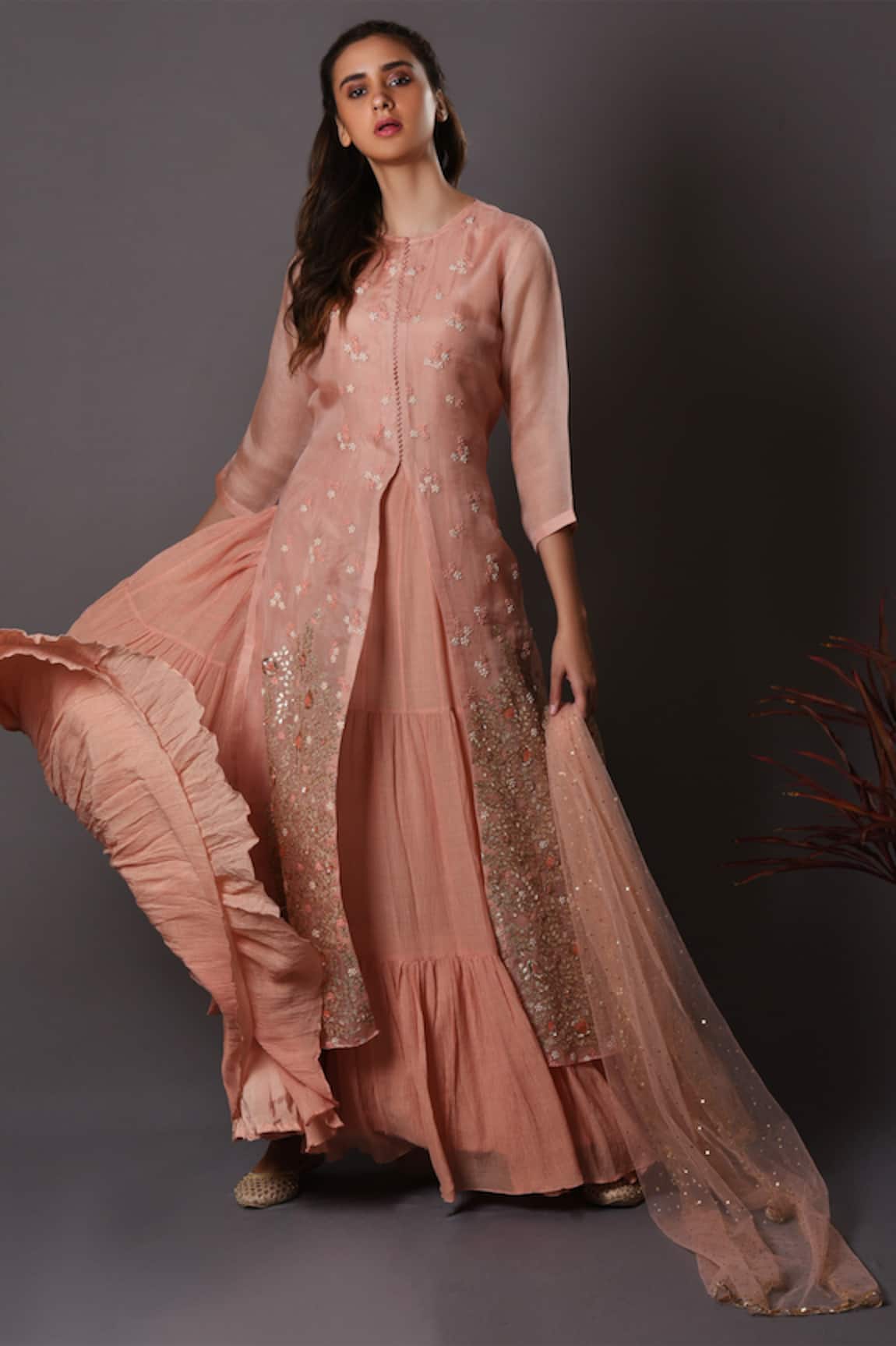 Vara By Vibha N Priti Embroidered Anarkali with Jacket 