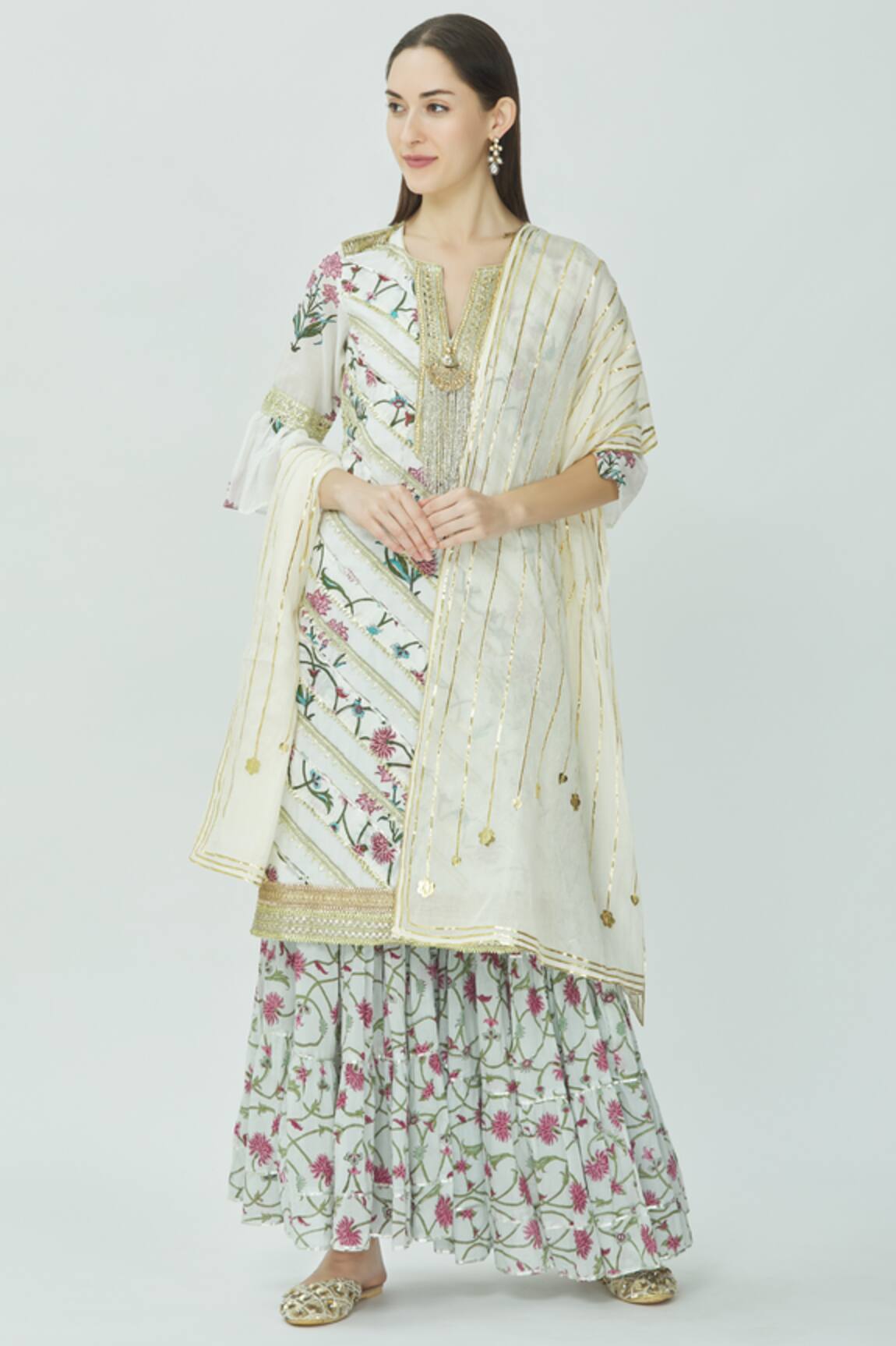 Kunwarani Ritu Printed Kurta Sharara Set