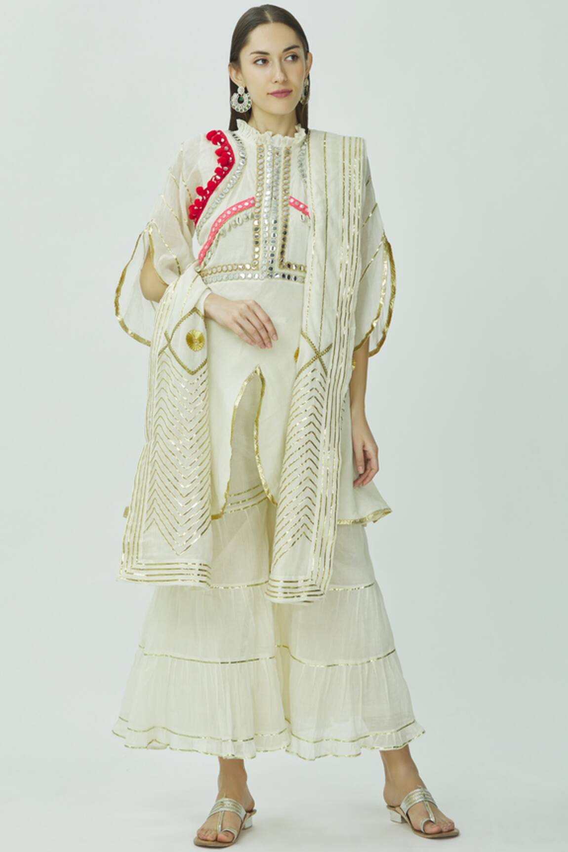 Kunwarani Ritu Embroidered Kurta Sharara Set