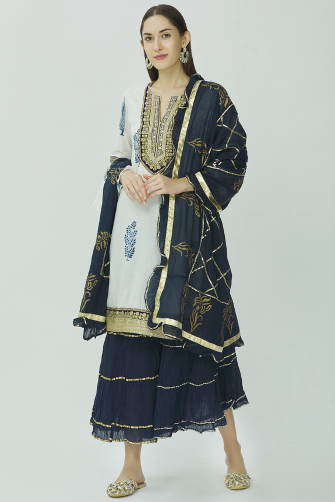 Kunwarani Ritu Embellished Kurta Sharara Set