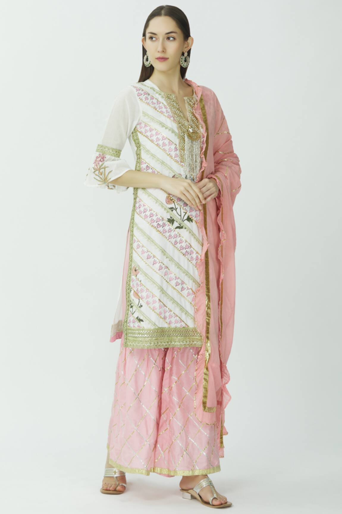 Kunwarani Ritu Printed Kurta Sharara Set