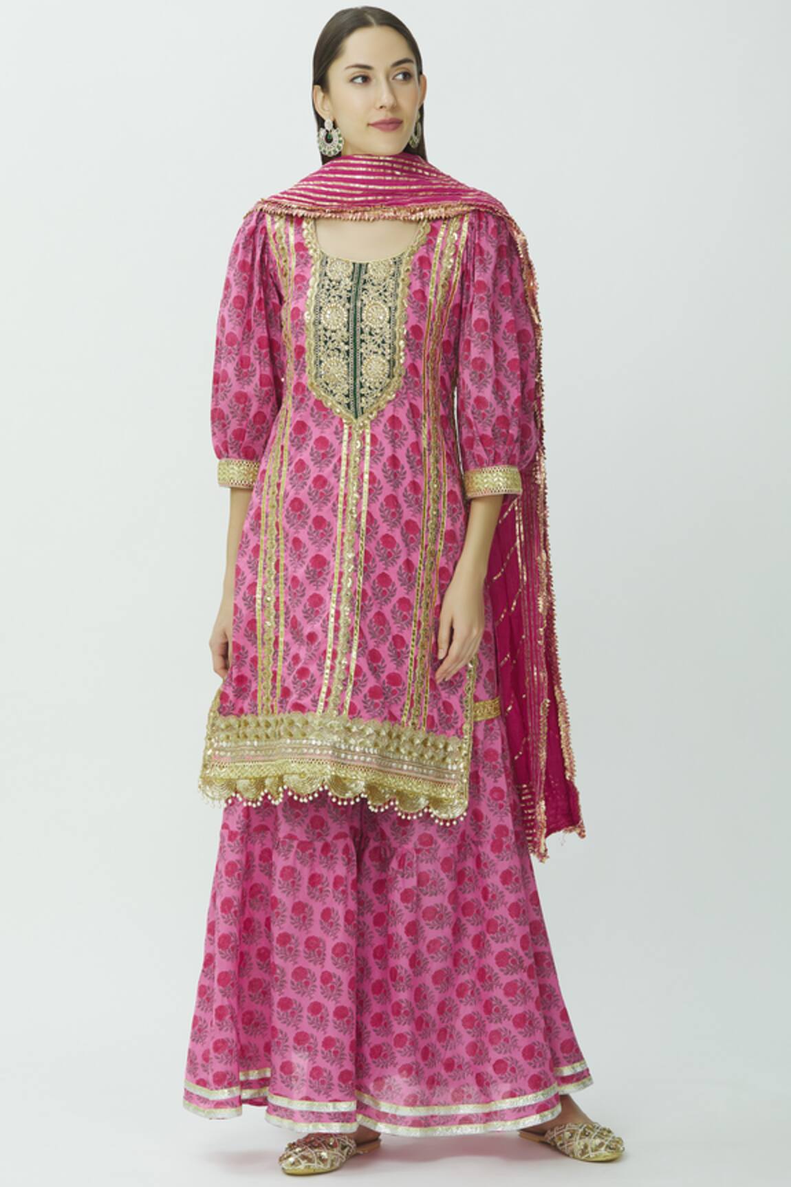 Kunwarani Ritu Printed Kurta Sharara Set