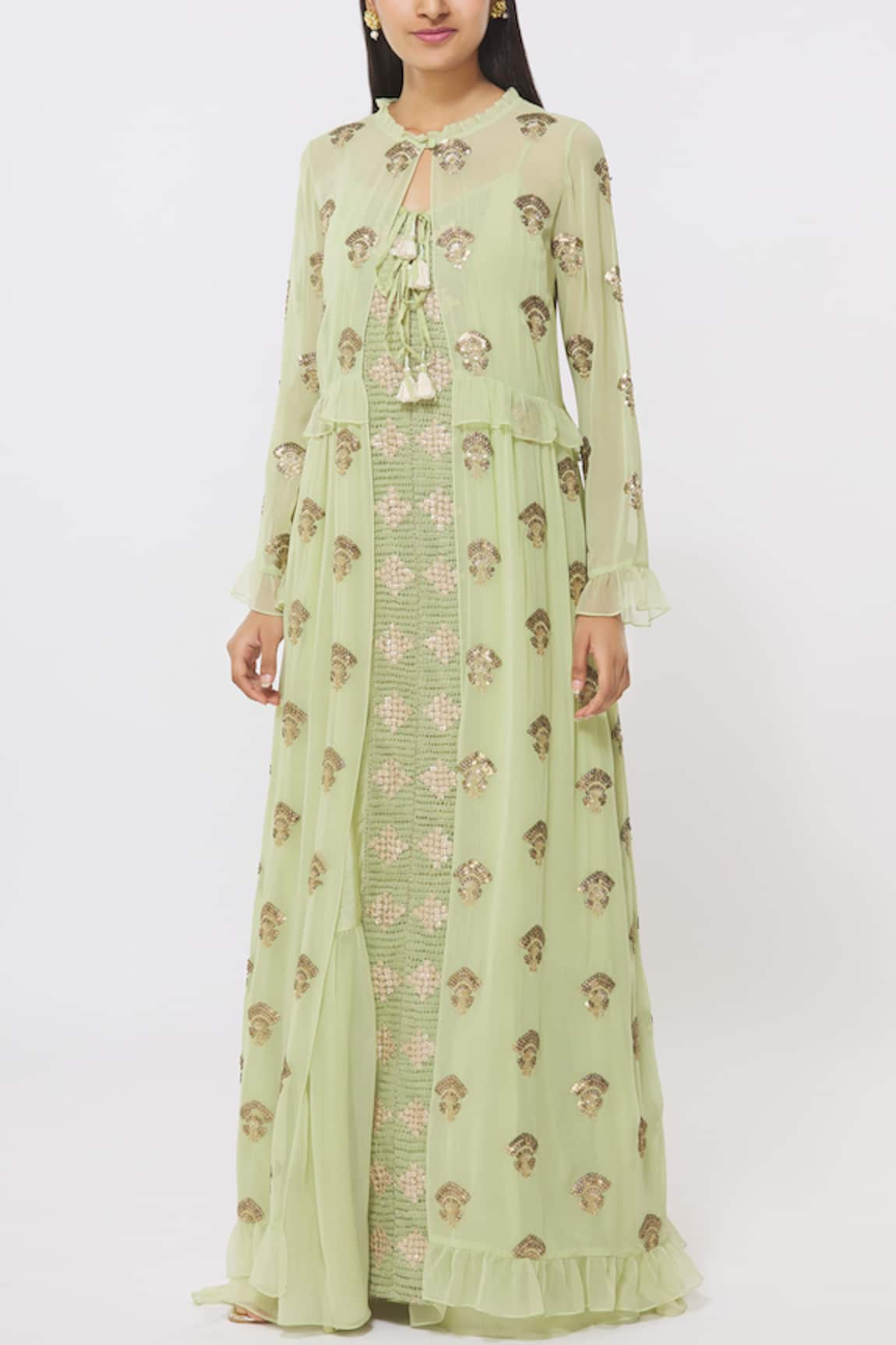 Rriso Embellished Maxi Dress with Jacket