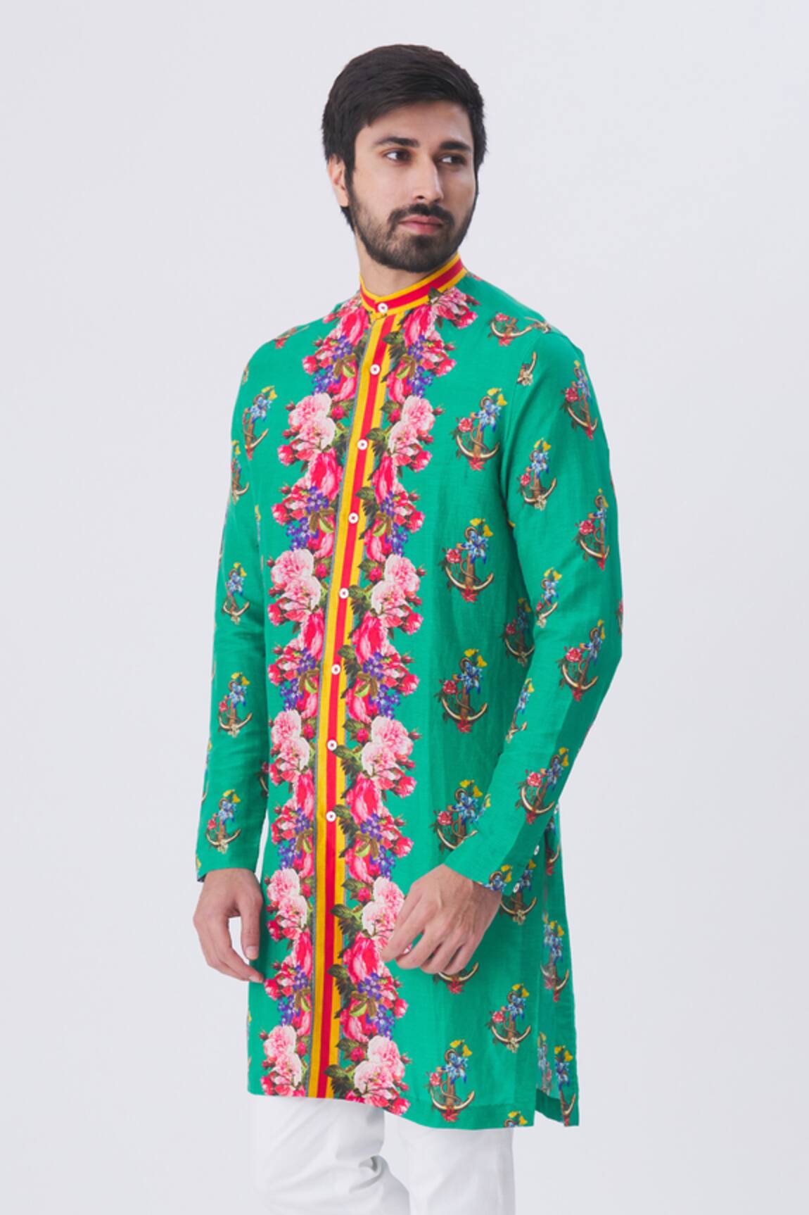 MR. Ajay Kumar Printed Floral & Anchor Motif Kurta