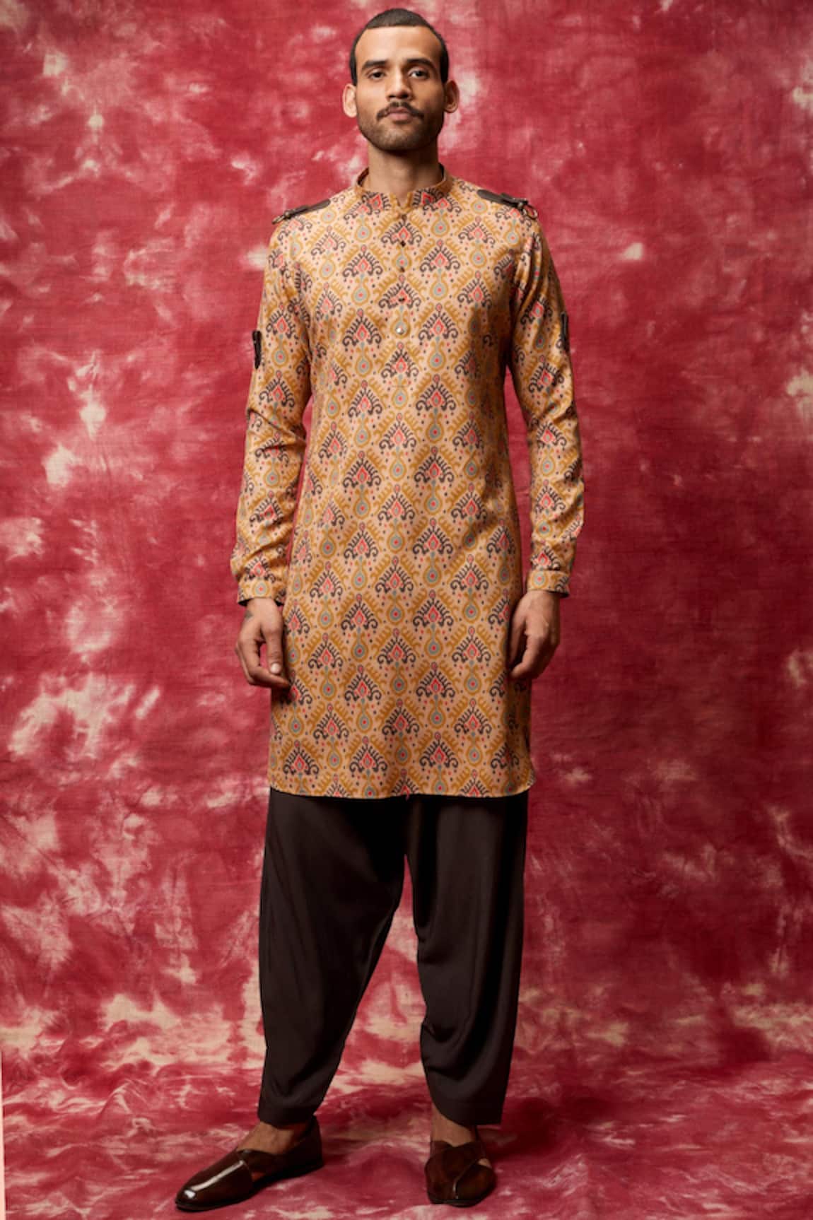 Qbik Printed Pathani Kurta Set