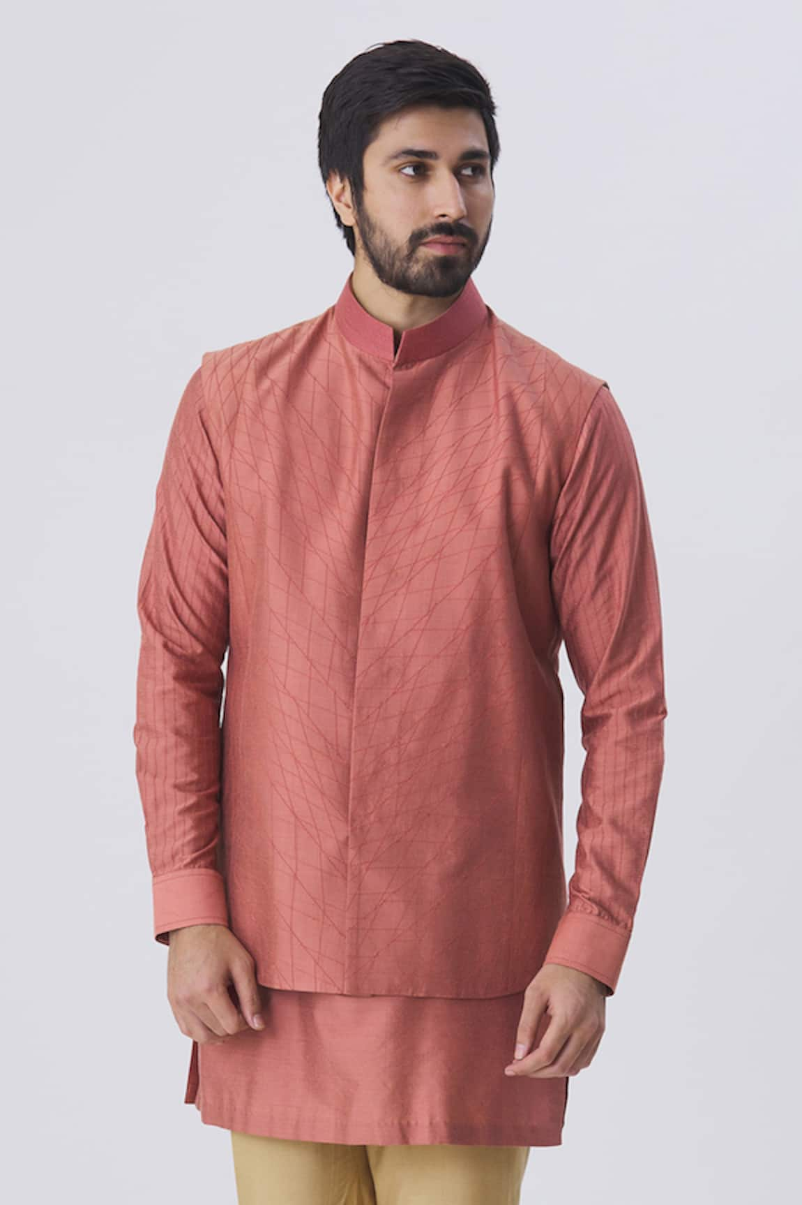 Kunal Anil Tanna Textured Bundi  & Kurta Set