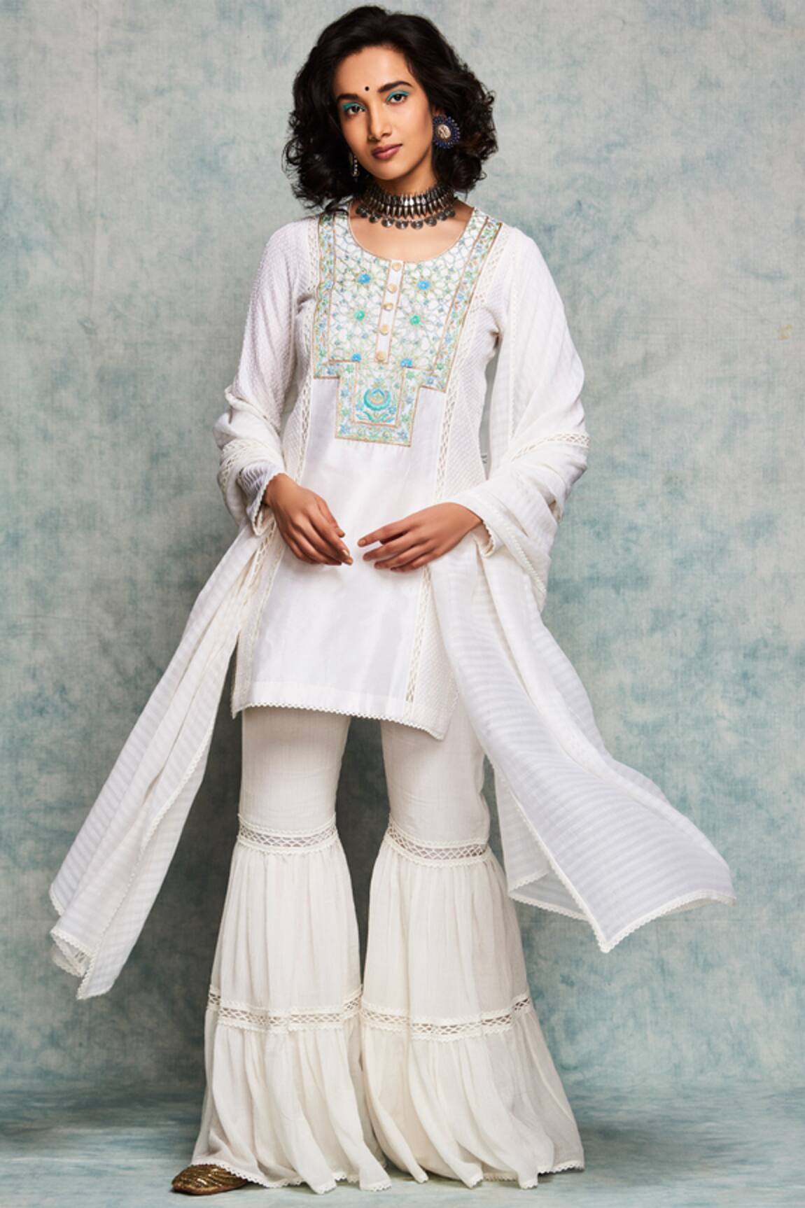 Nadima Saqib Chanderi Silk Kurta Sharara Set