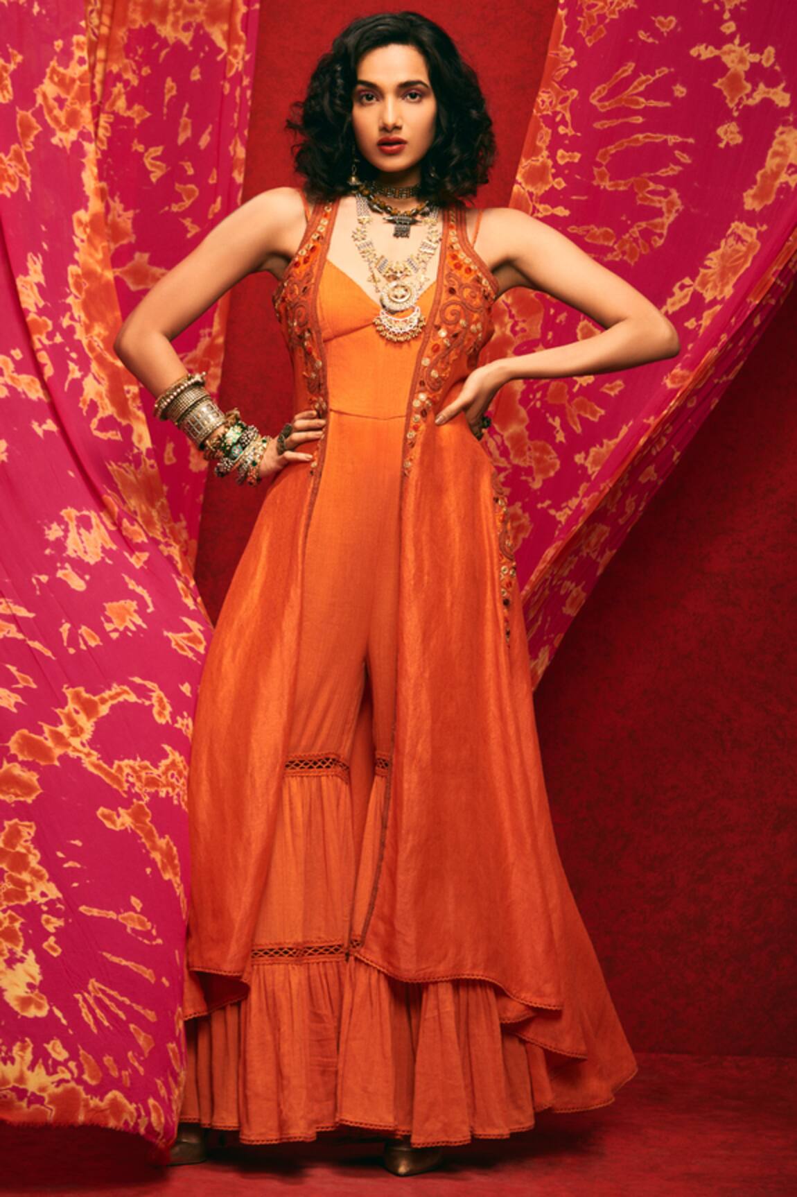 Nadima Saqib Tiered Jumpsuit with Jacket