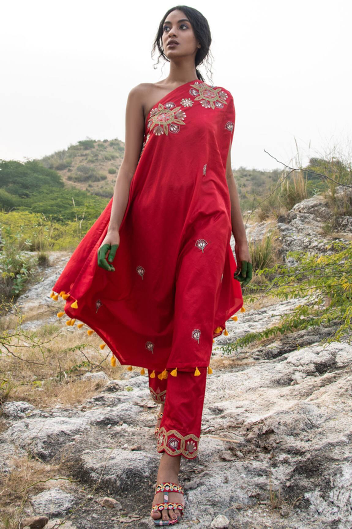 Swati Vijaivargie One Shoulder Kurta Set