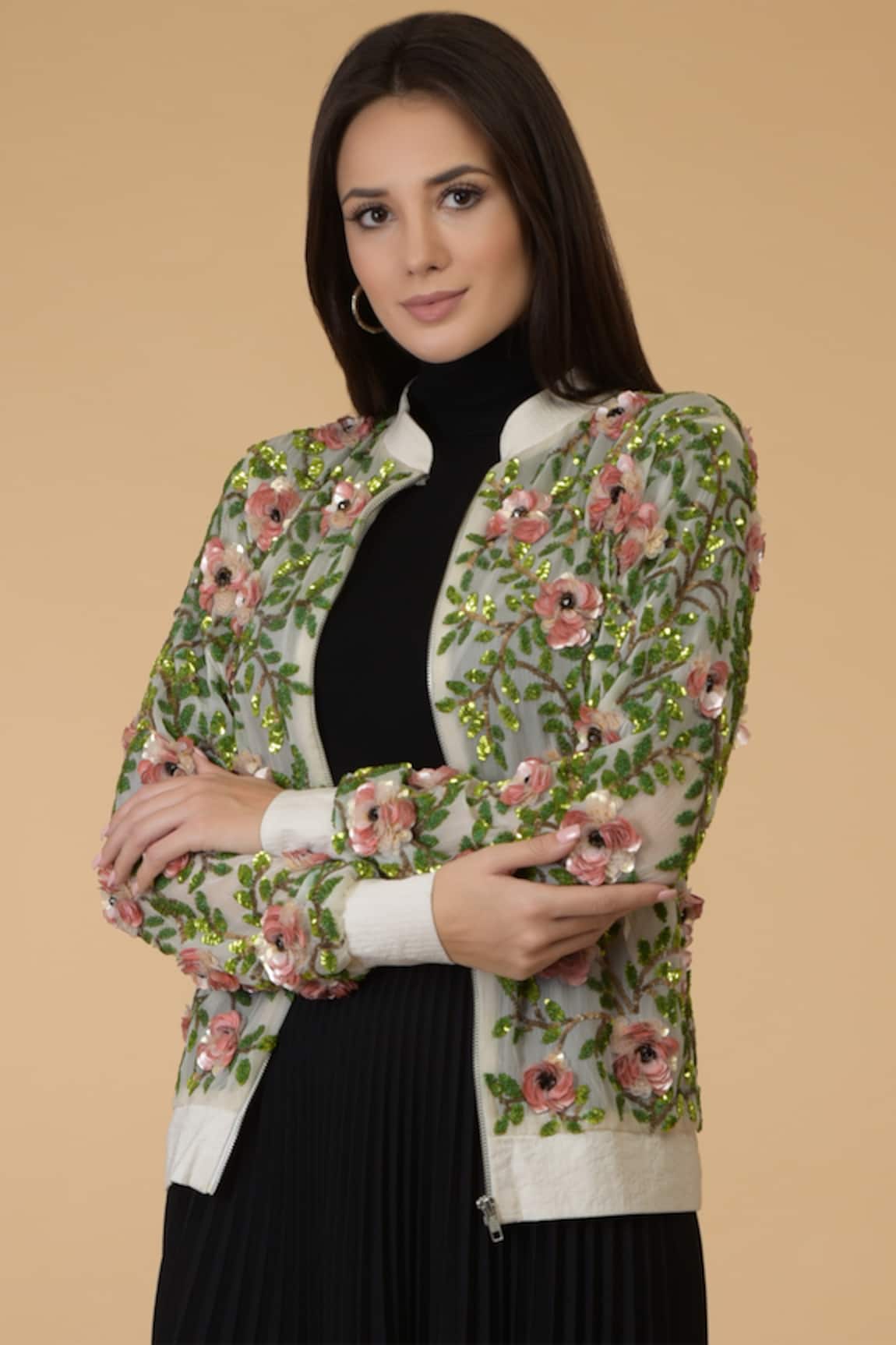 Talking Threads Embellished Bomber Jacket