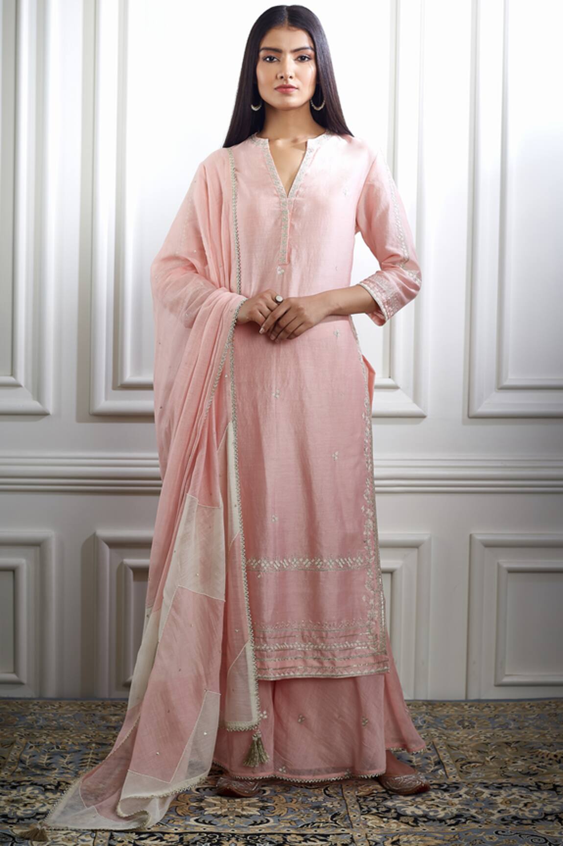 Mandira Wirk - Indian Chanderi Kurta Sharara Set