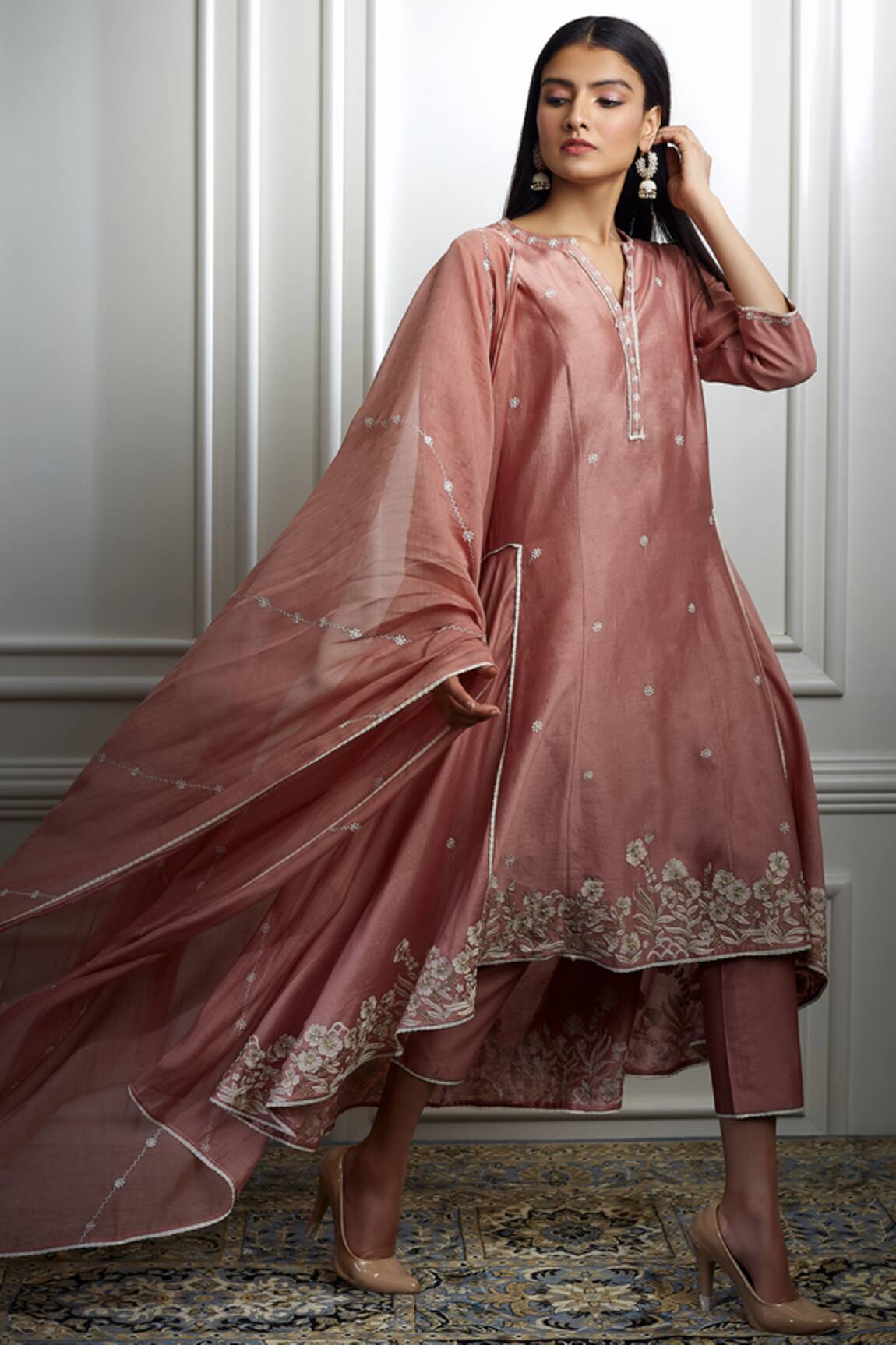 Mandira Wirk - Indian Chanderi Kurta Set