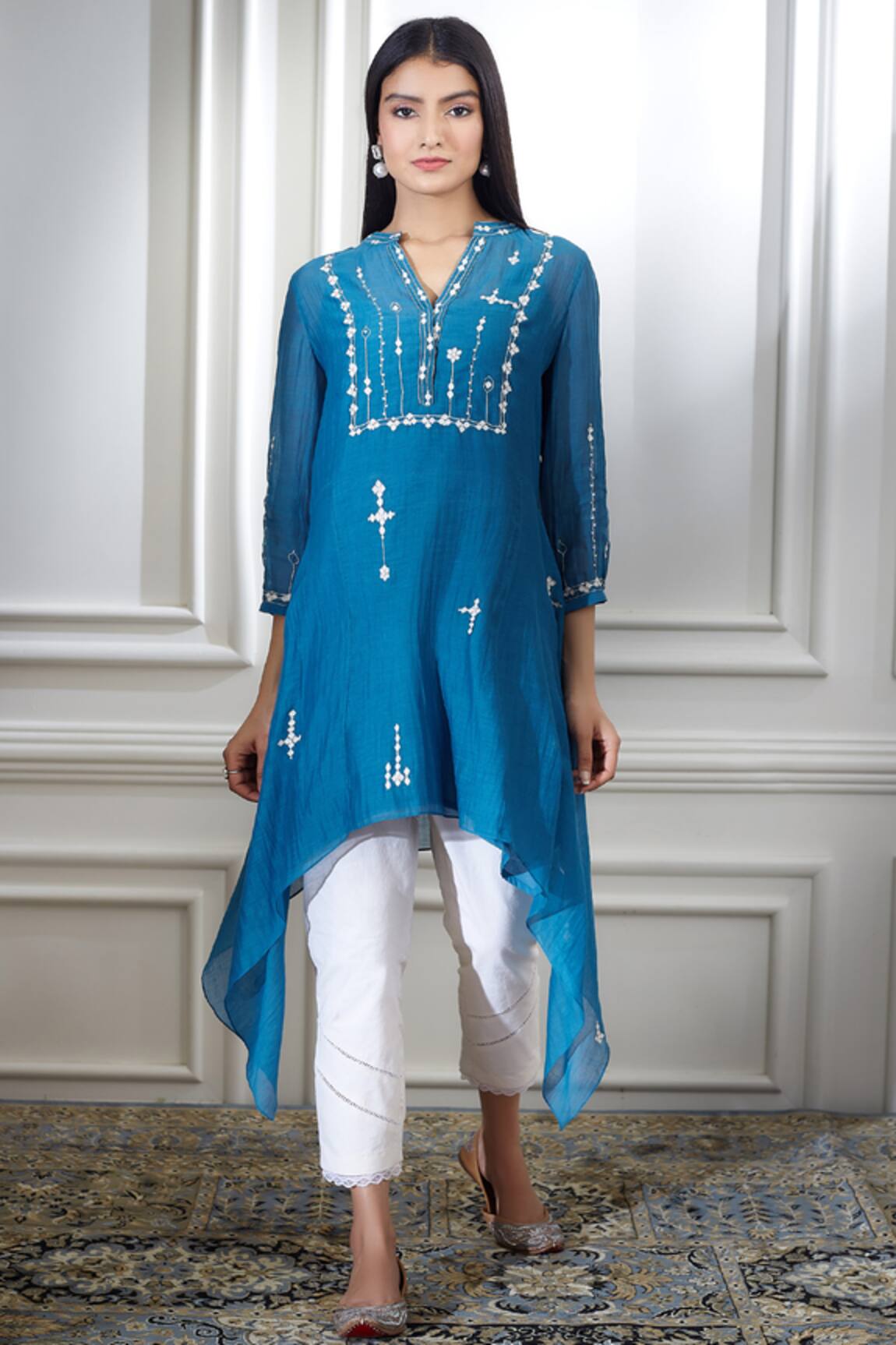 Mandira Wirk - Indian Chanderi Kurta Set