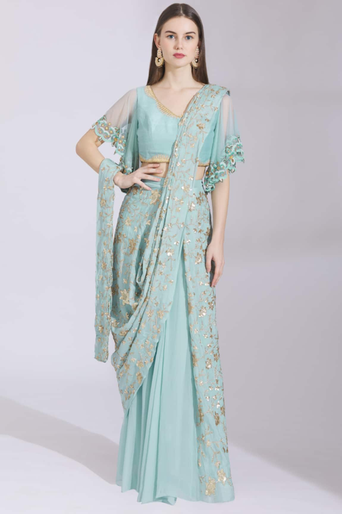 Ayesha Aejaz Pre-Draped Saree with Blouse