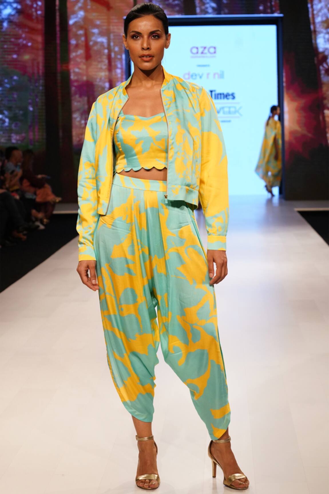 Dev R Nil Printed Jacket Dhoti Pant Set