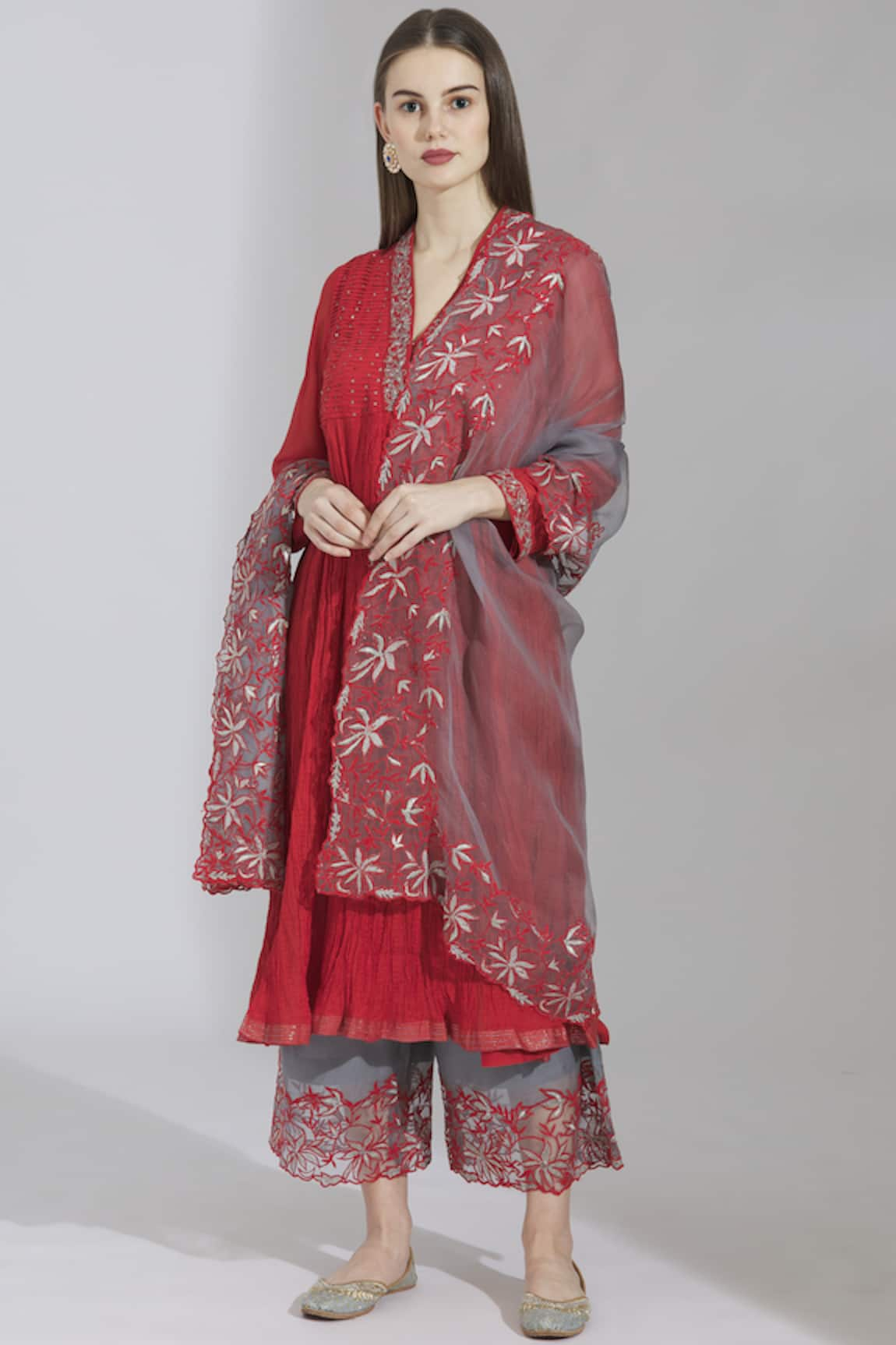 Poonam Dubey Chanderi Silk Kurta Palazzo Set