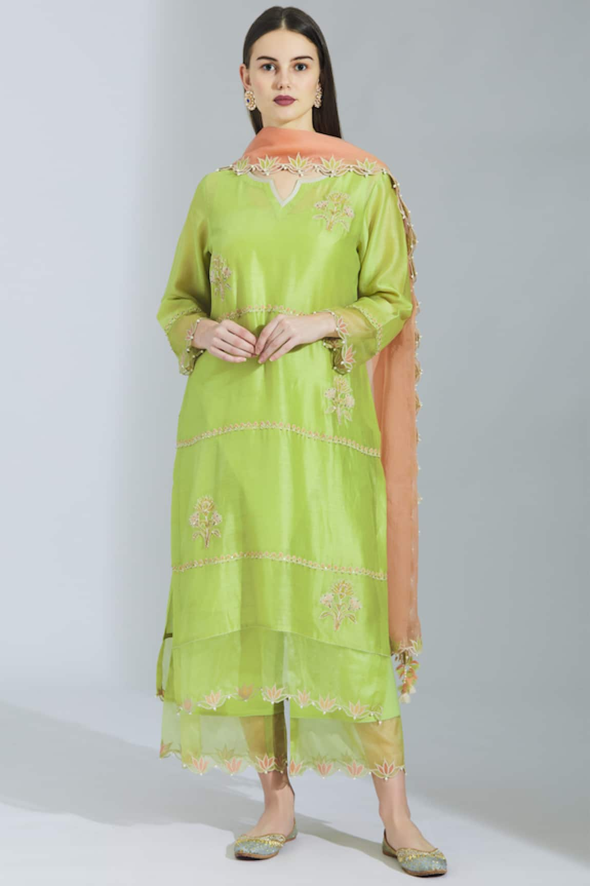 Poonam Dubey Chanderi Silk Kurta Palazzo Set