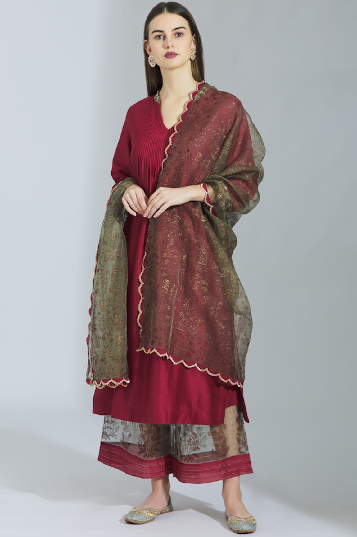 Poonam Dubey Chanderi Silk Kurta Palazzo Set