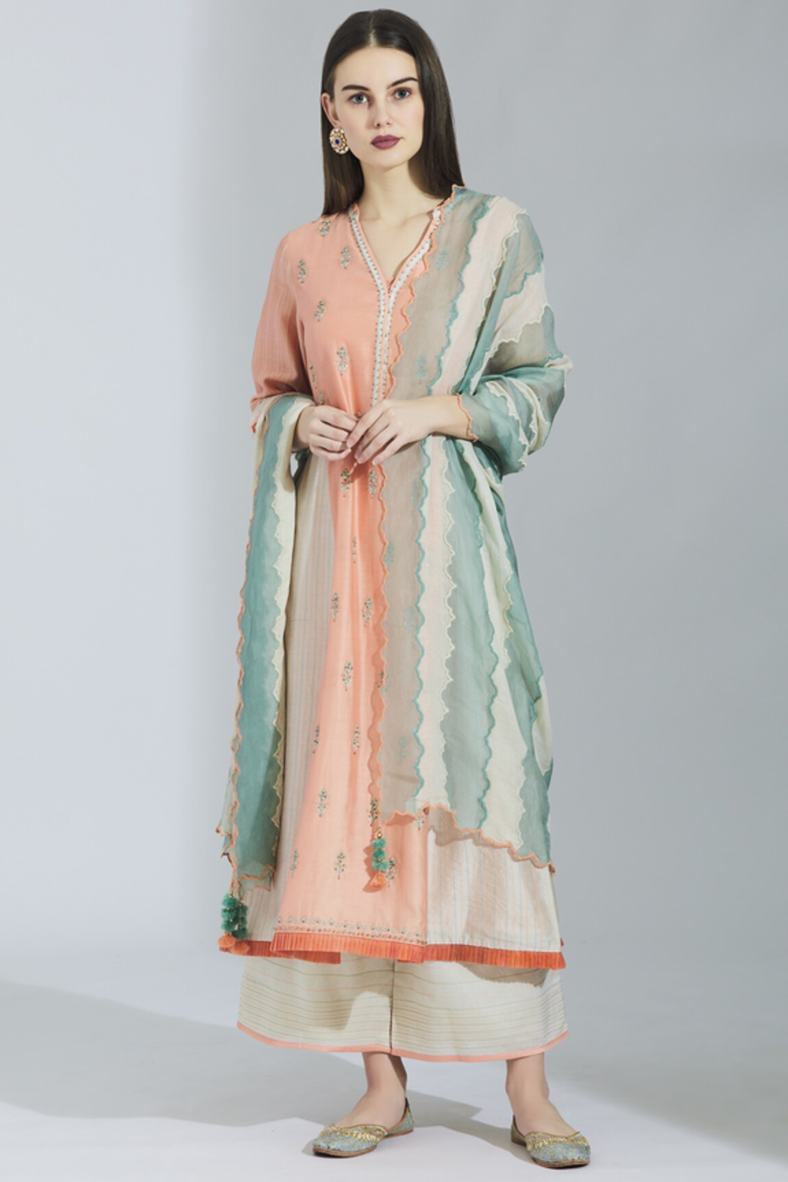 Poonam Dubey Chanderi Silk Kurta Palazzo Set