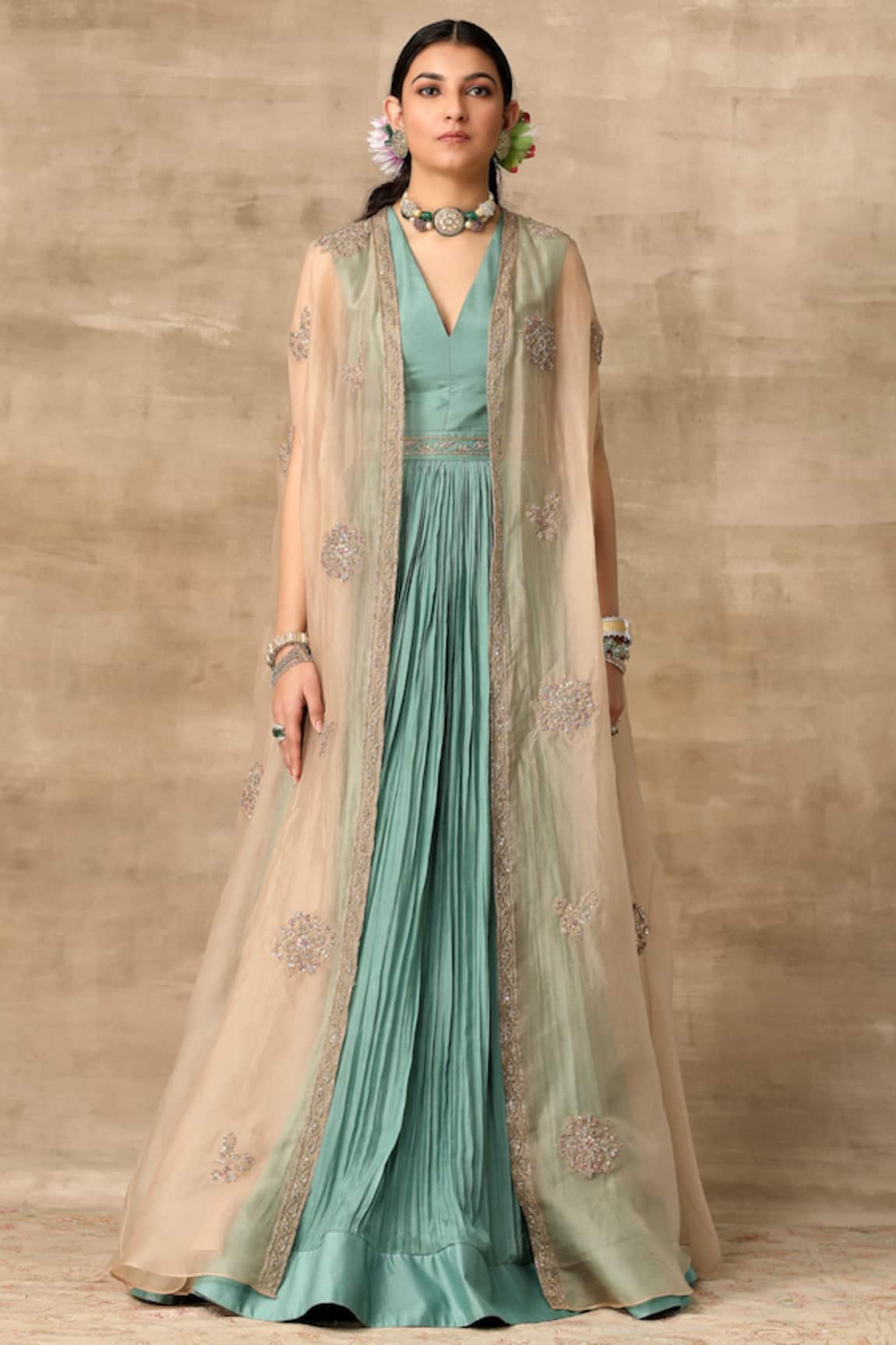 Ridhi Mehra Silk Anarkali with Cape