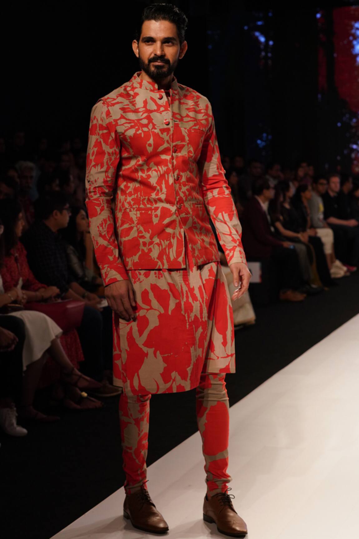 Dev R Nil Printed Nehru Jacket & Kurta Set