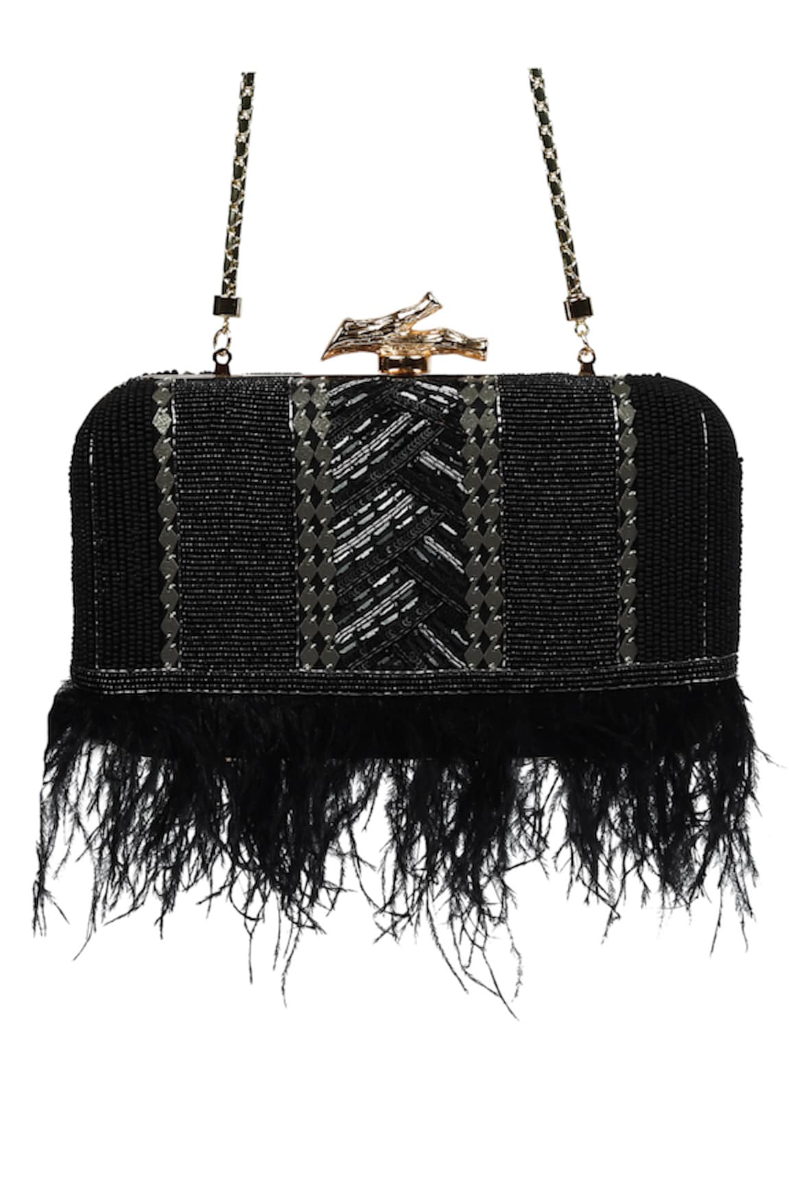 Durvi Embellished Fringe Box Clutch