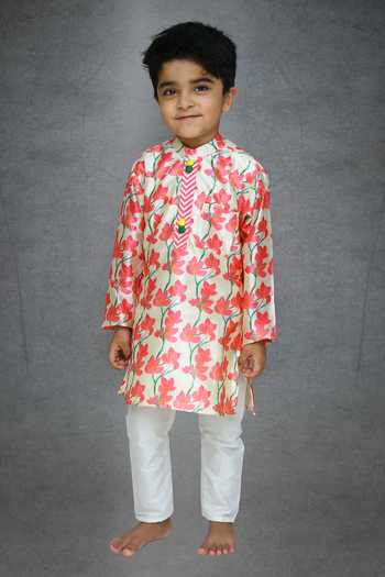 Kirti Agarwal - Pret N Couture Floral Print Silk Kurta & Pant Set