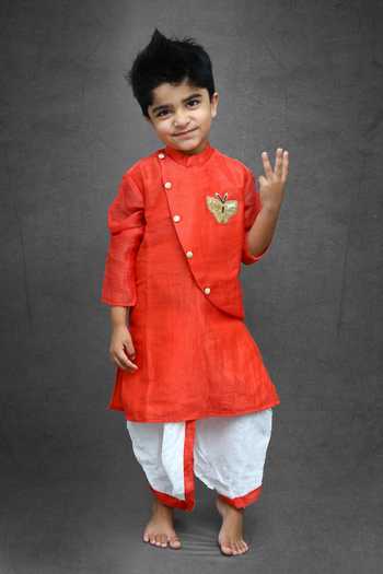 Kirti Agarwal - Pret N Couture Red Overlay Kurta & Dhoti Pant Set 