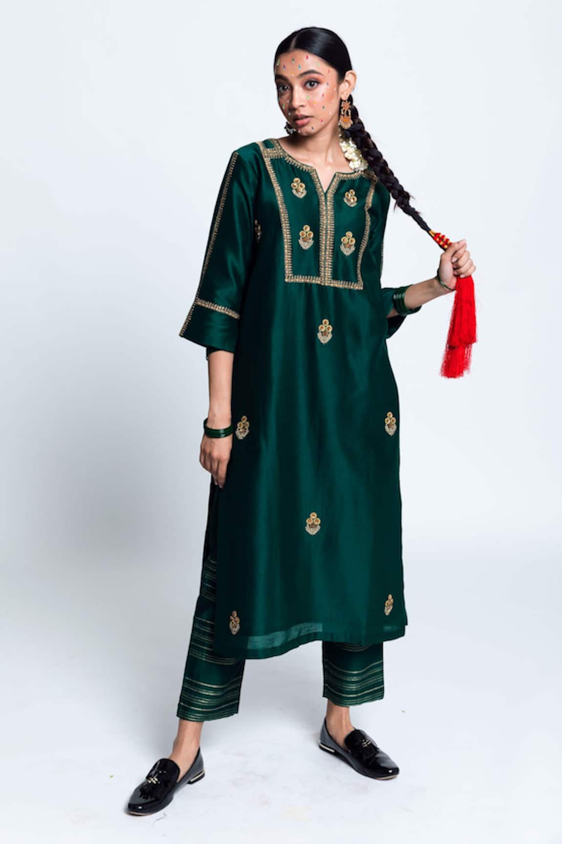 Label Earthen Chanderi Silk Kurta Set