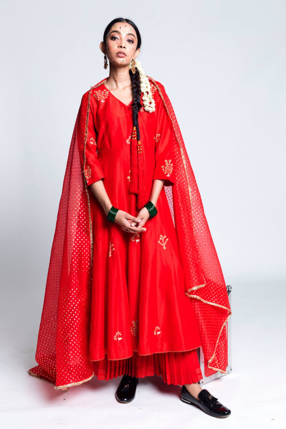 Label Earthen Chanderi Silk Anarkali Set