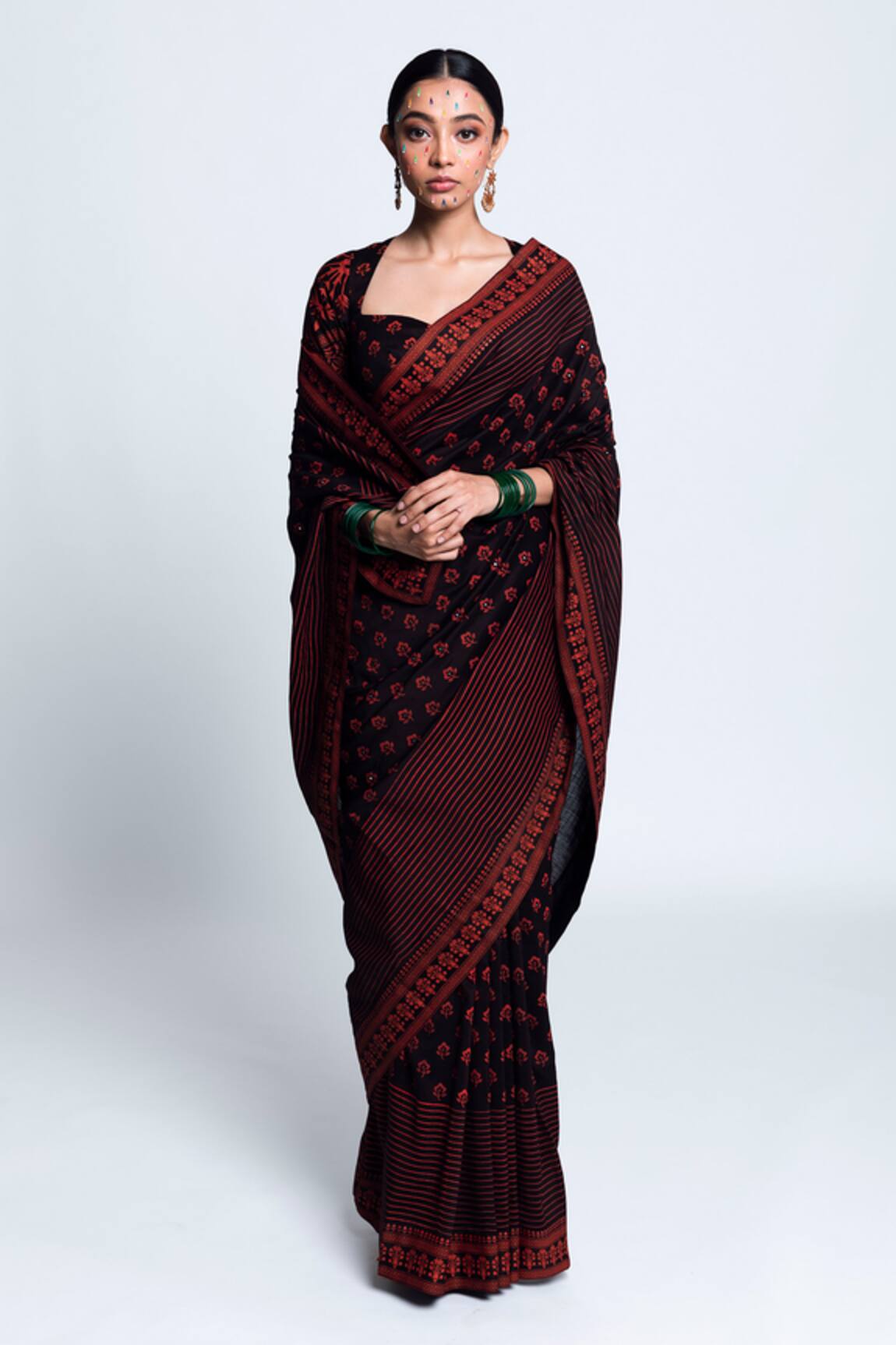 Label Earthen Chanderi Silk Printed Saree 