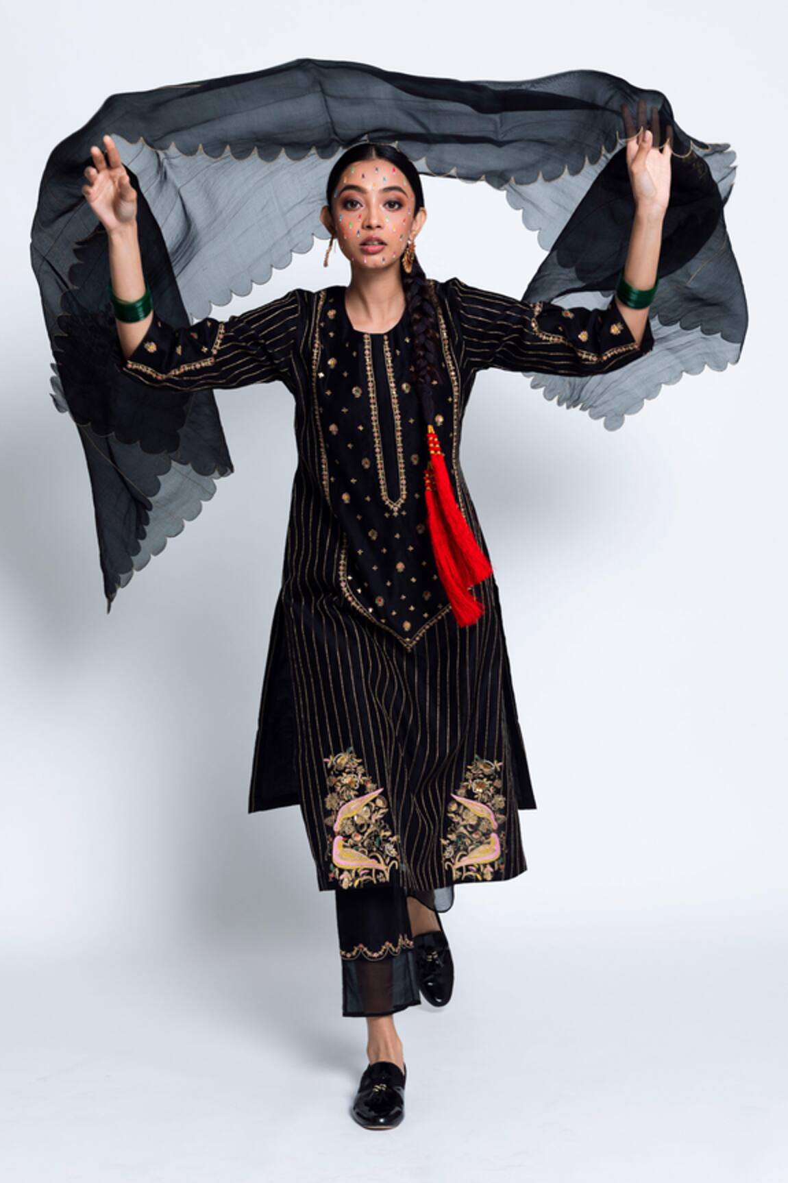 Label Earthen Chanderi Silk Kurta Set