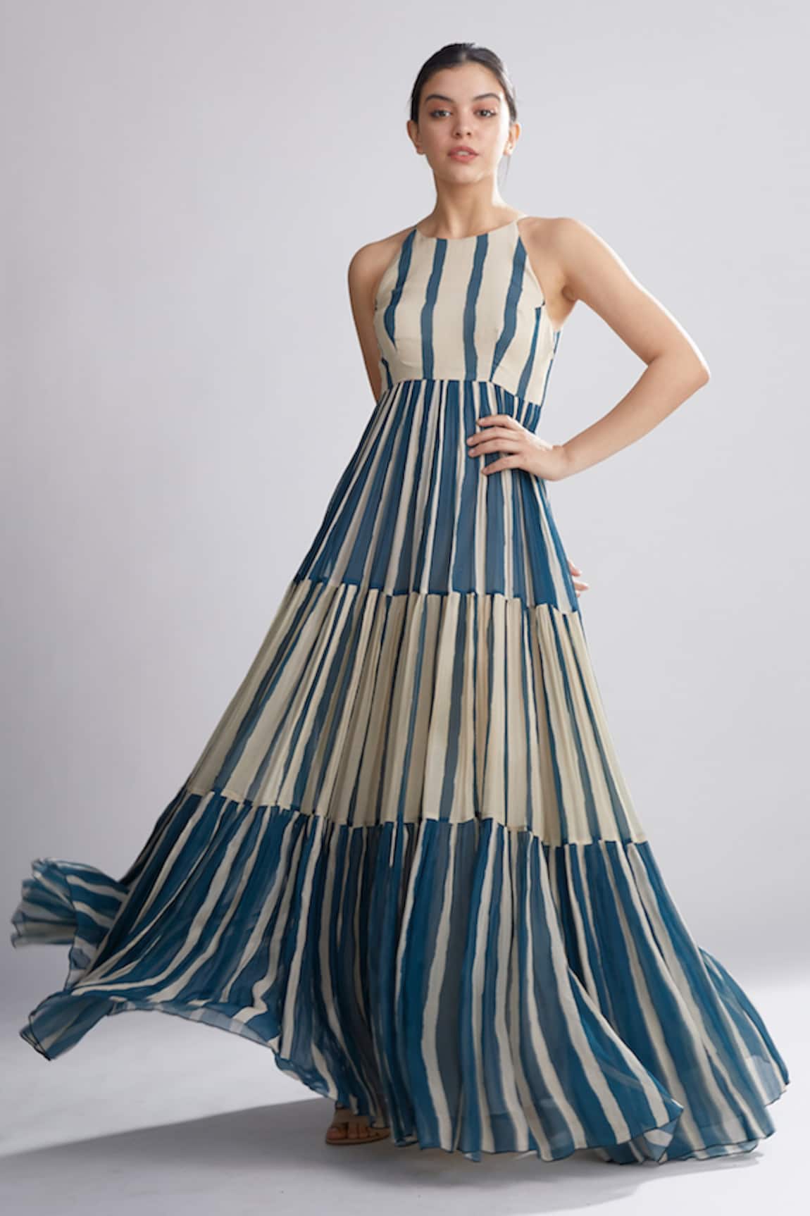 Koai Striped Tiered Maxi Dress