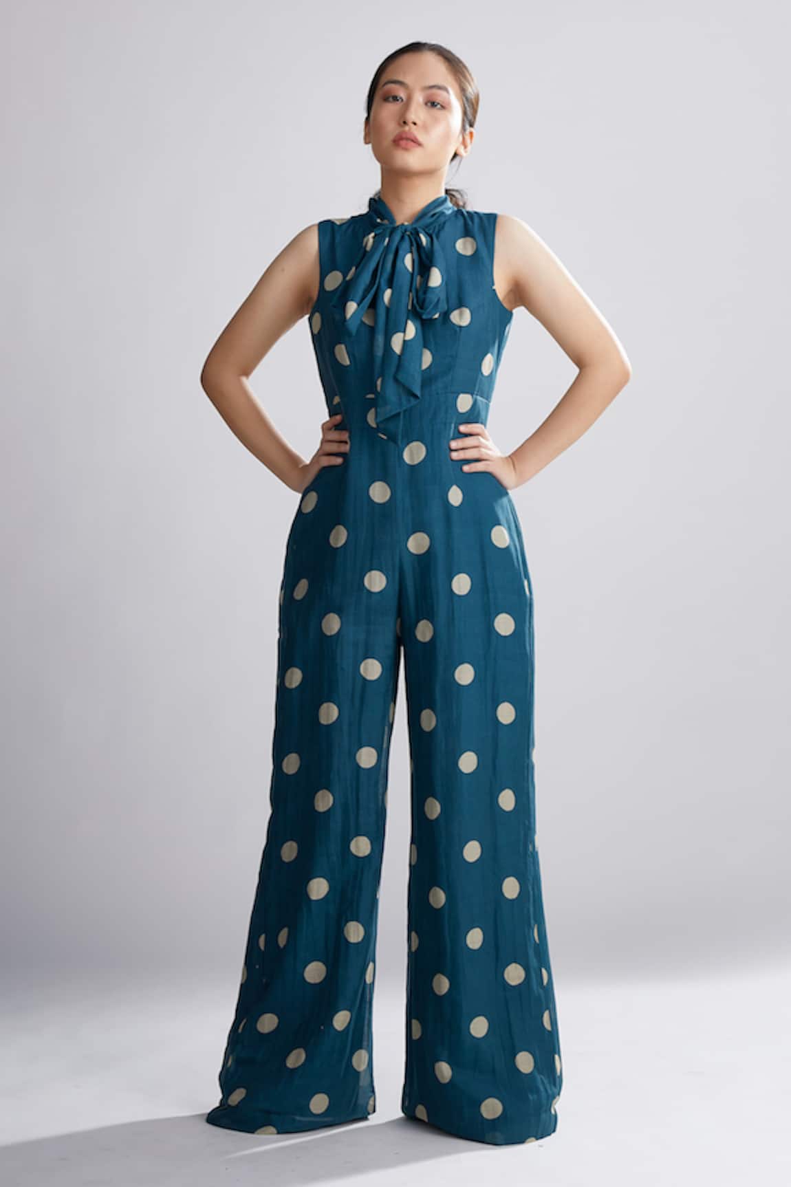 Koai Polka Dot Cotton Silk Jumpsuit