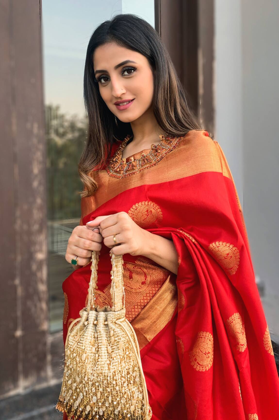 Lovetobag Opal Crystal Tassel Potli Bag