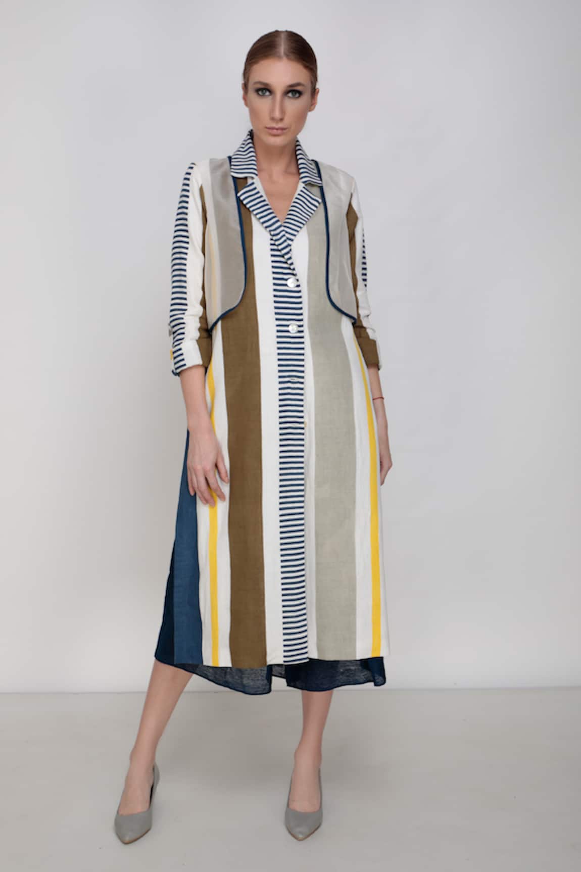 Arcvsh By Pallavi Singh Hand Painted Jacket & Culottes Set 