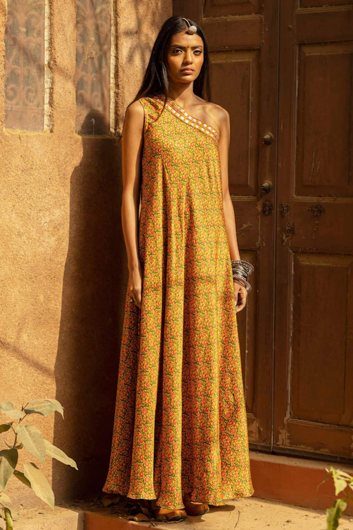 Punit Balana Satin Silk One Shoulder Gown