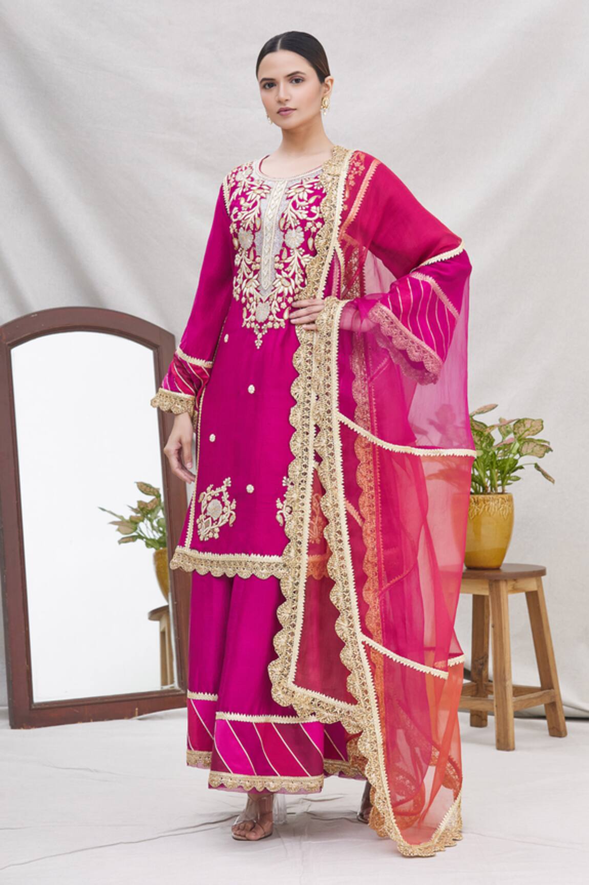 Ekta Singh Silk Kurta Gharara Set