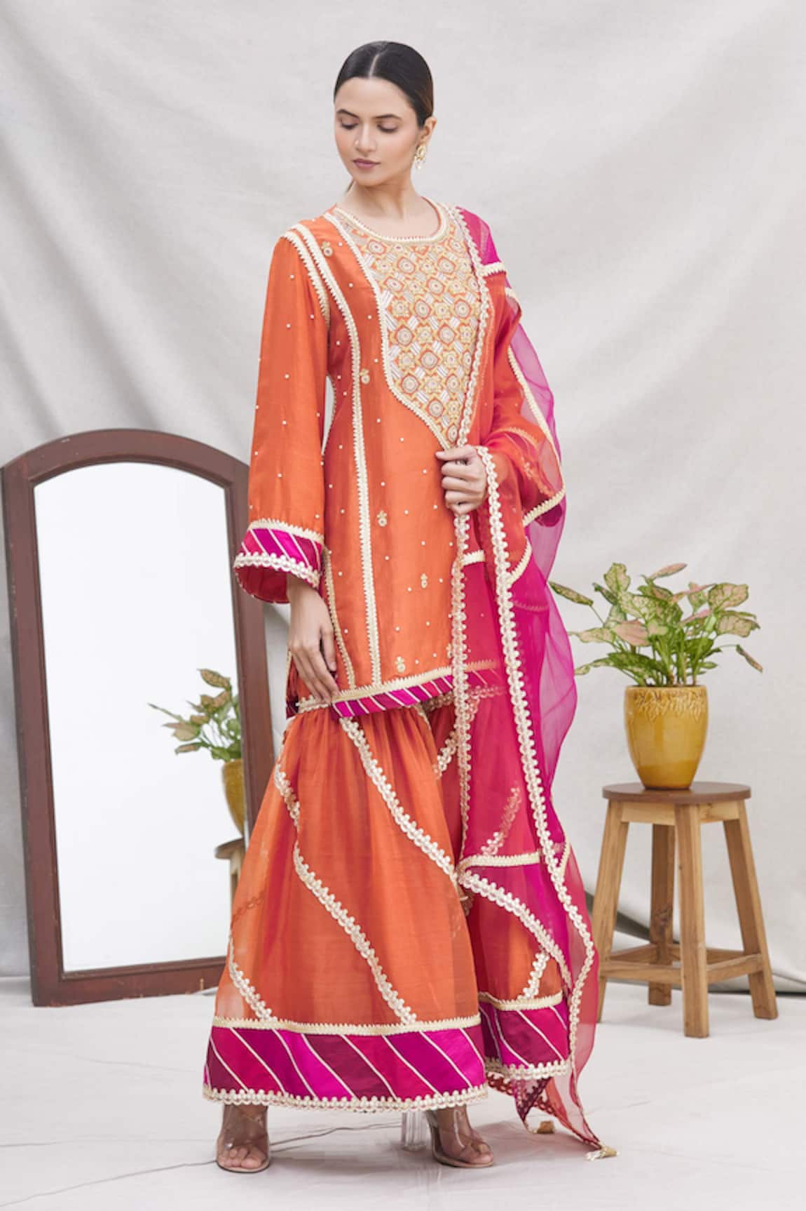 Ekta Singh Silk Kurta Sharara Set