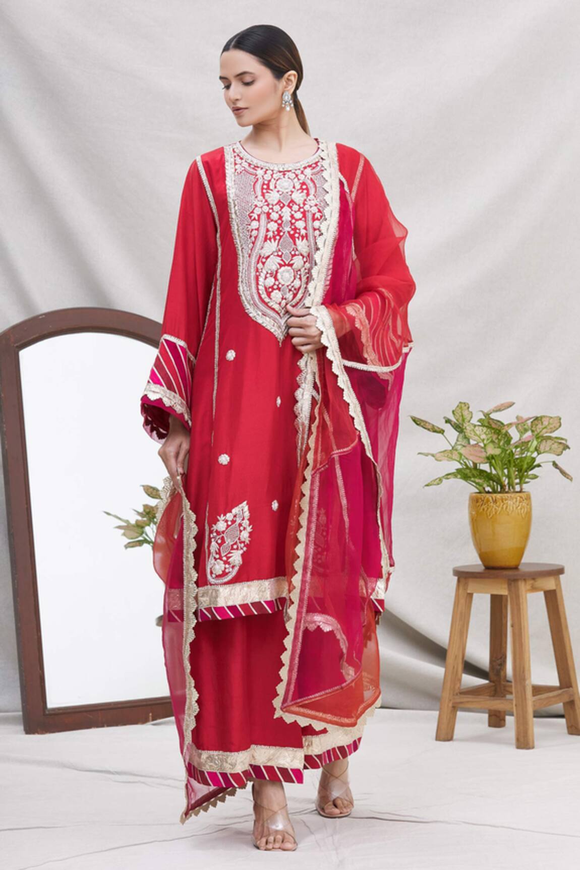 Ekta Singh Silk Panelled Kurta Set