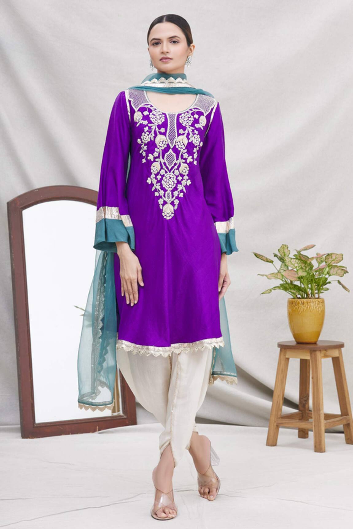 Ekta Singh Silk Kurta & Dhoti Pant Set