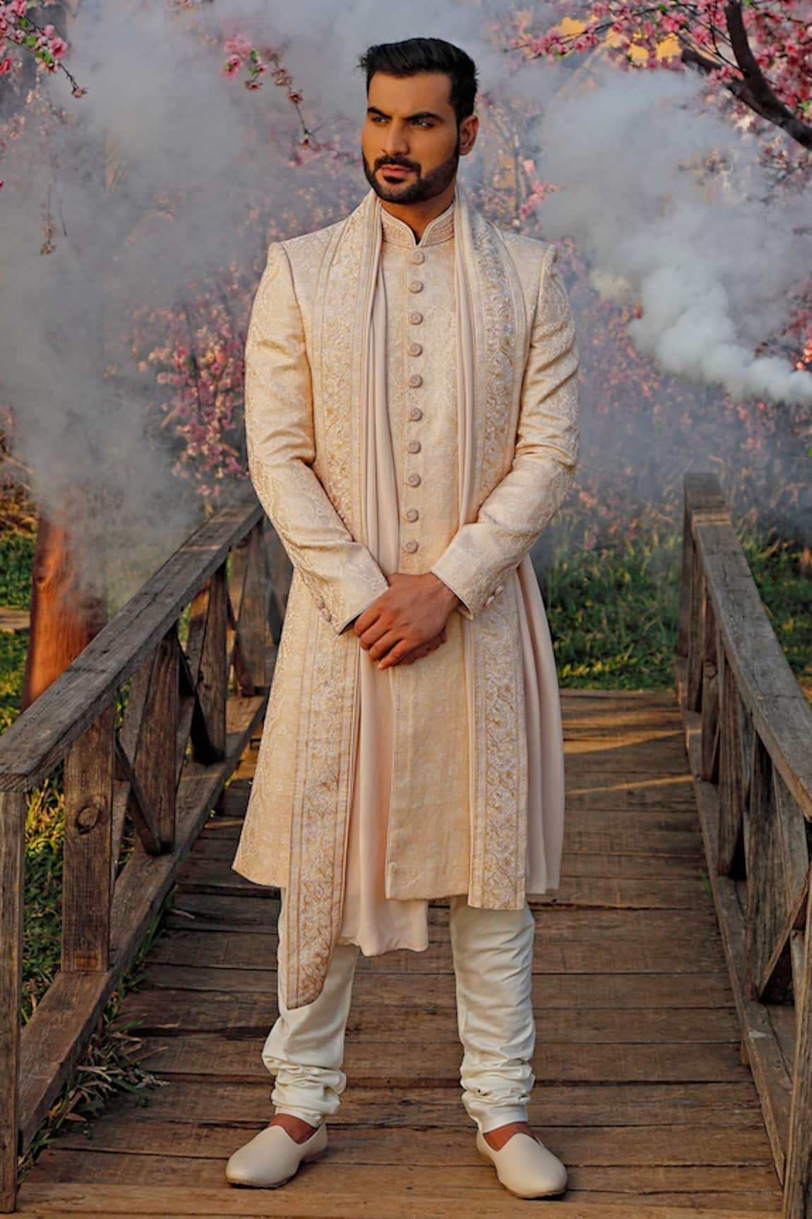 Vanshik Jamawar Silk Sherwani Set