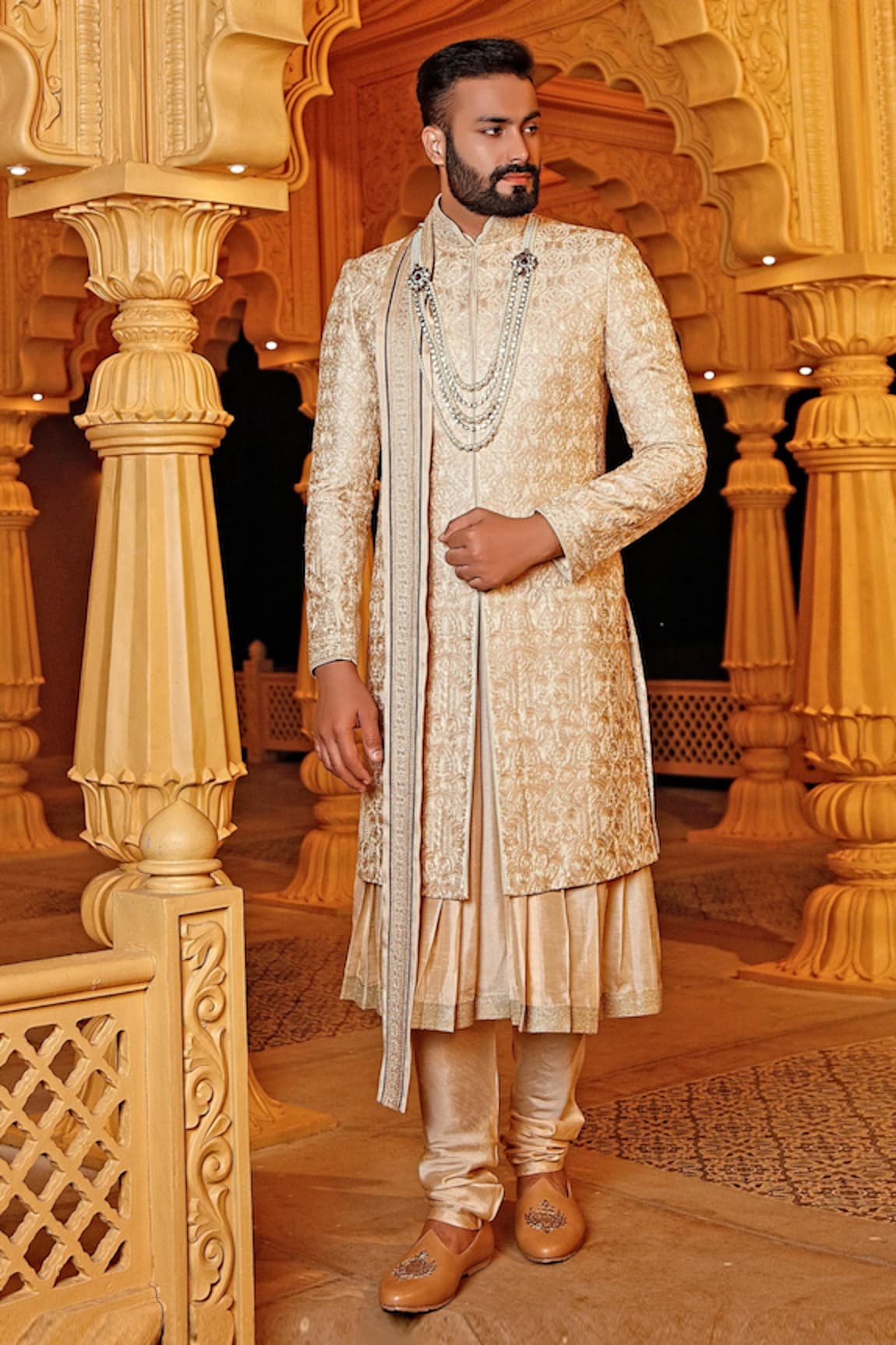 Vanshik Silk Embroidered Sherwani Set