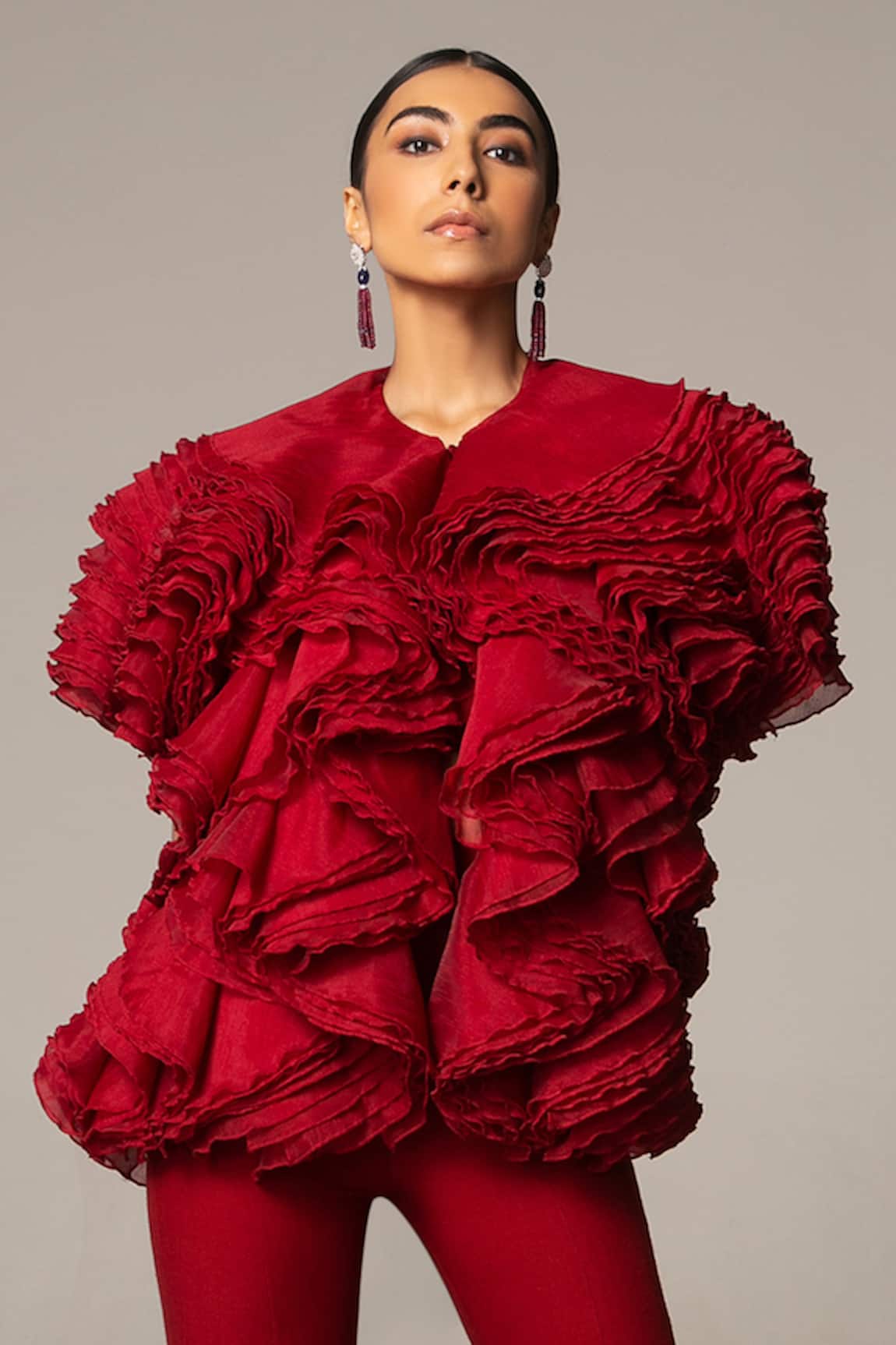 Siddartha Tytler Organza Ruffle Jacket